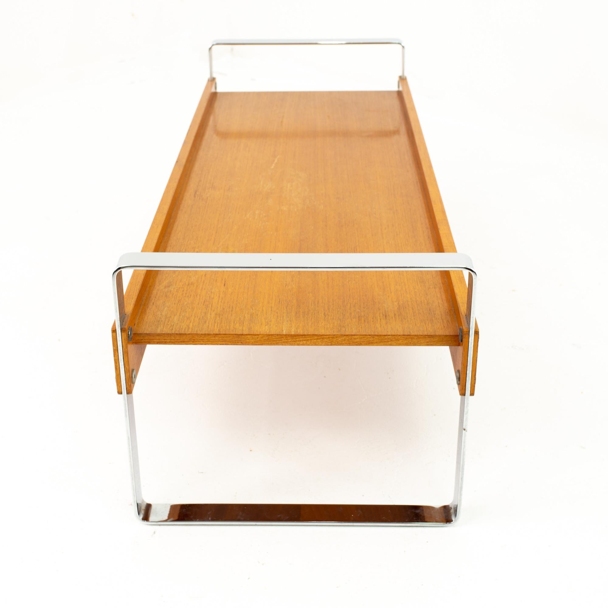 Late 20th Century Domino Mobler Mid Century Chrome and Teak Bench