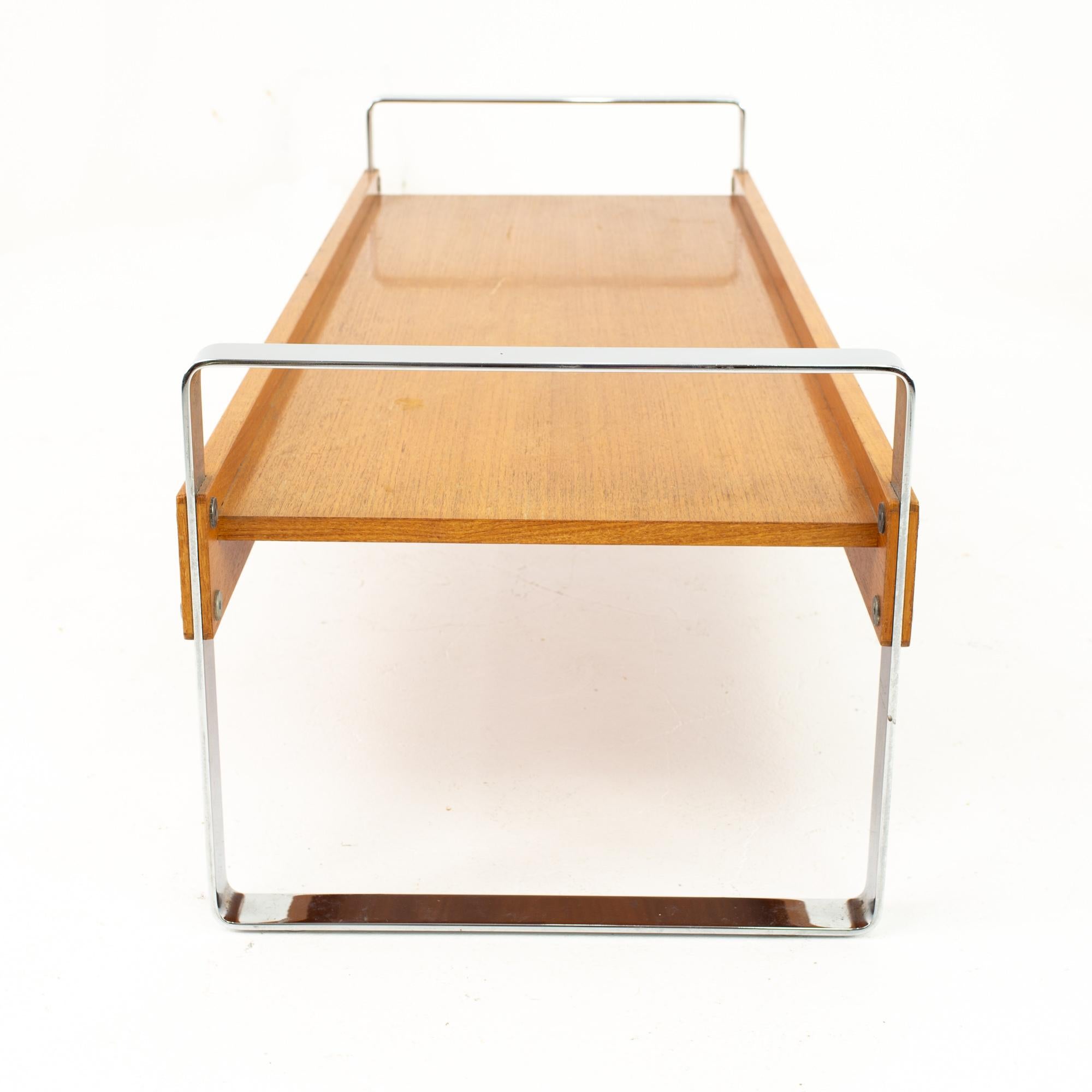 Domino Mobler Mid Century Chrome and Teak Bench 1