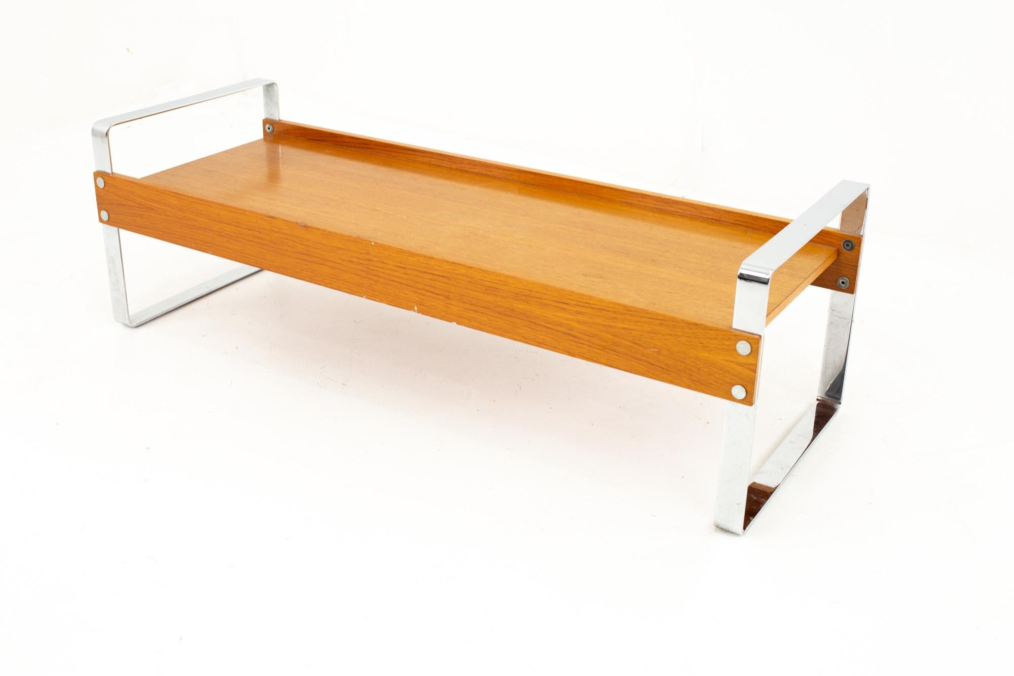 Domino Mobler Mid Century Chrome and Teak Bench 2