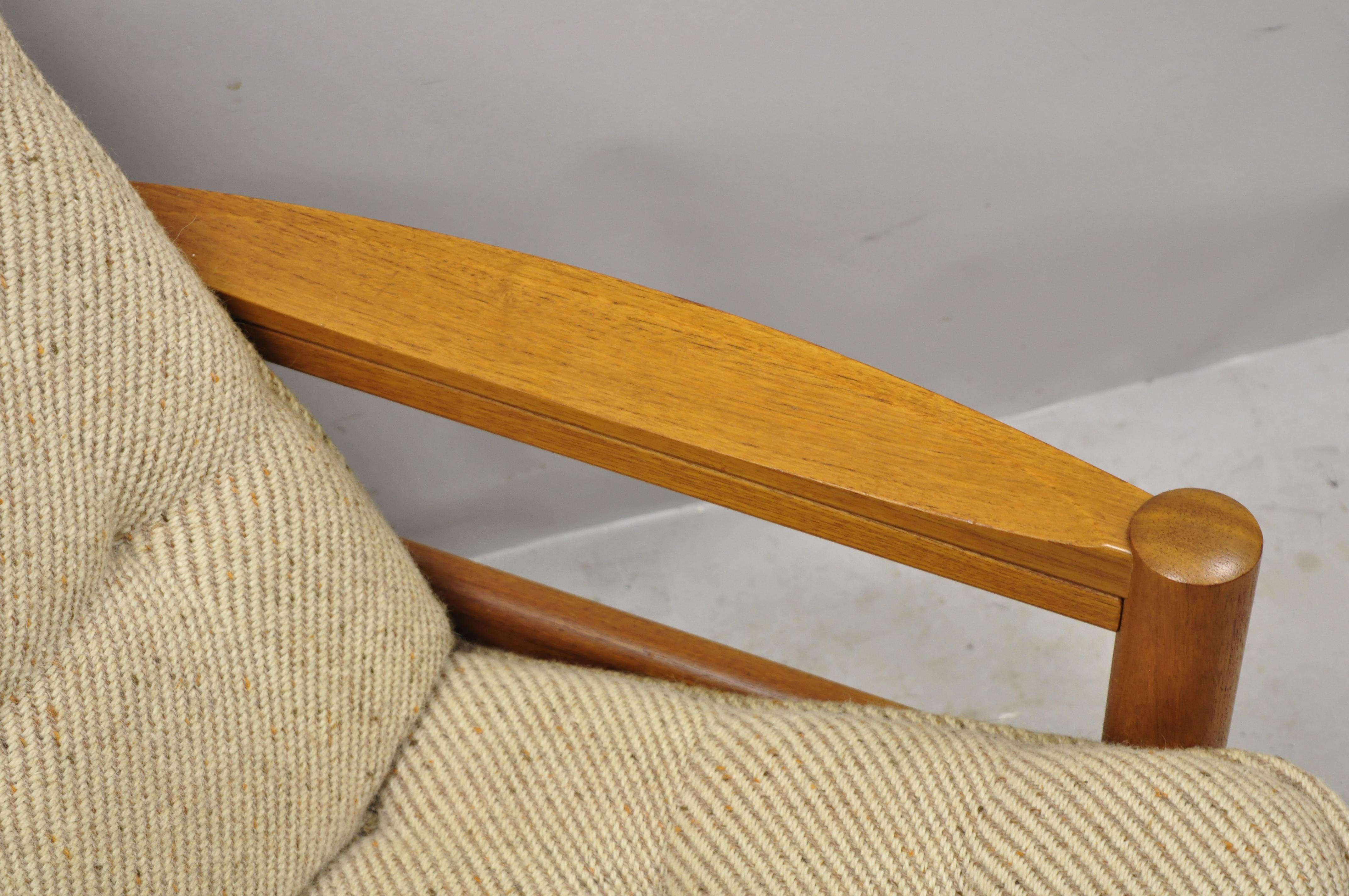 Domino Mobler Mid Century Danish Modern Teak Wood Upholstered Lounge Chair 2