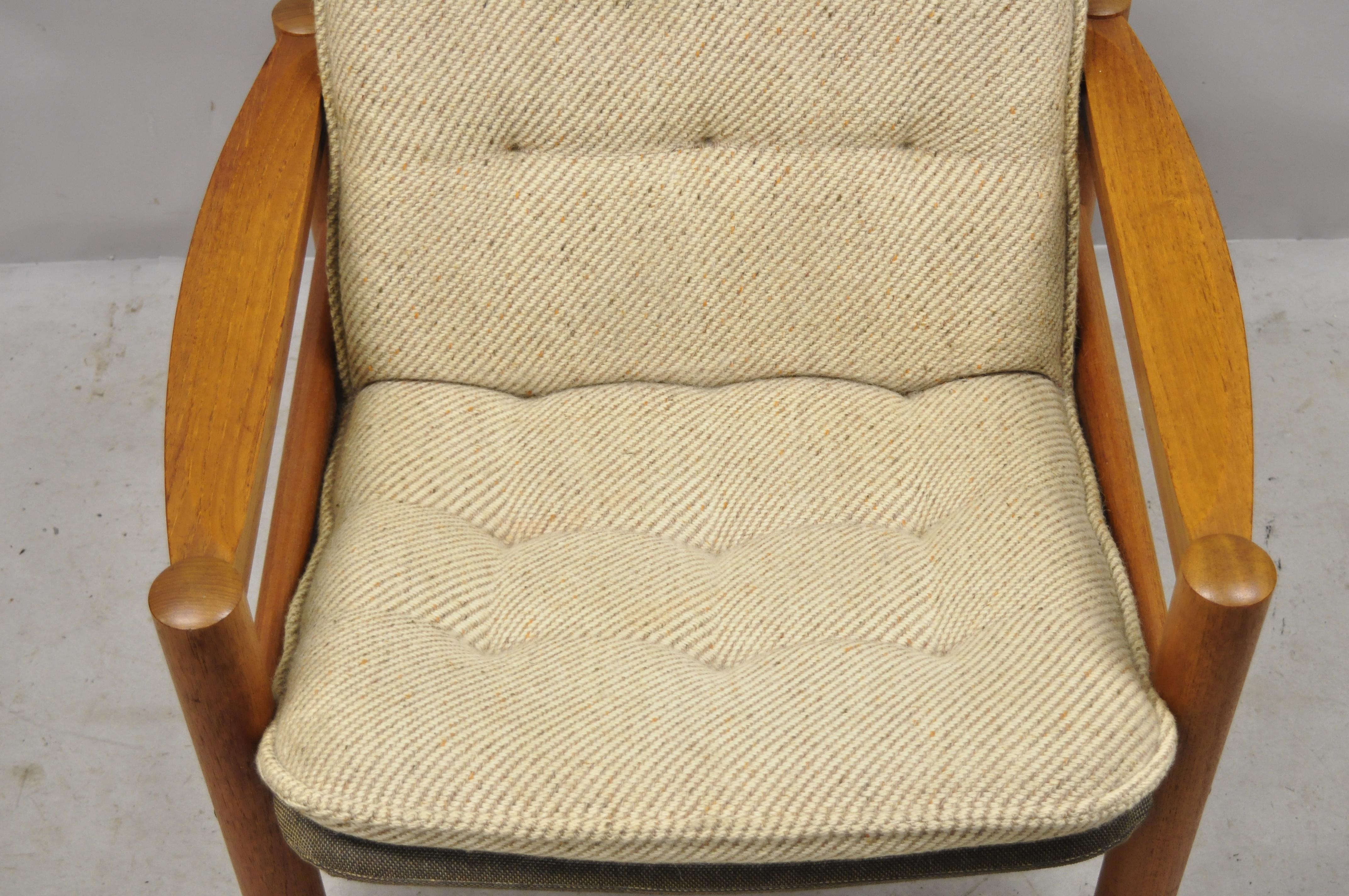 Domino Mobler Mid Century Danish Modern Teak Wood Upholstered Lounge Chair 1