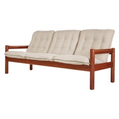 Domino Mobler Solid Teak Danish Modern Three-Seat Sofa Couch, New Upholstery