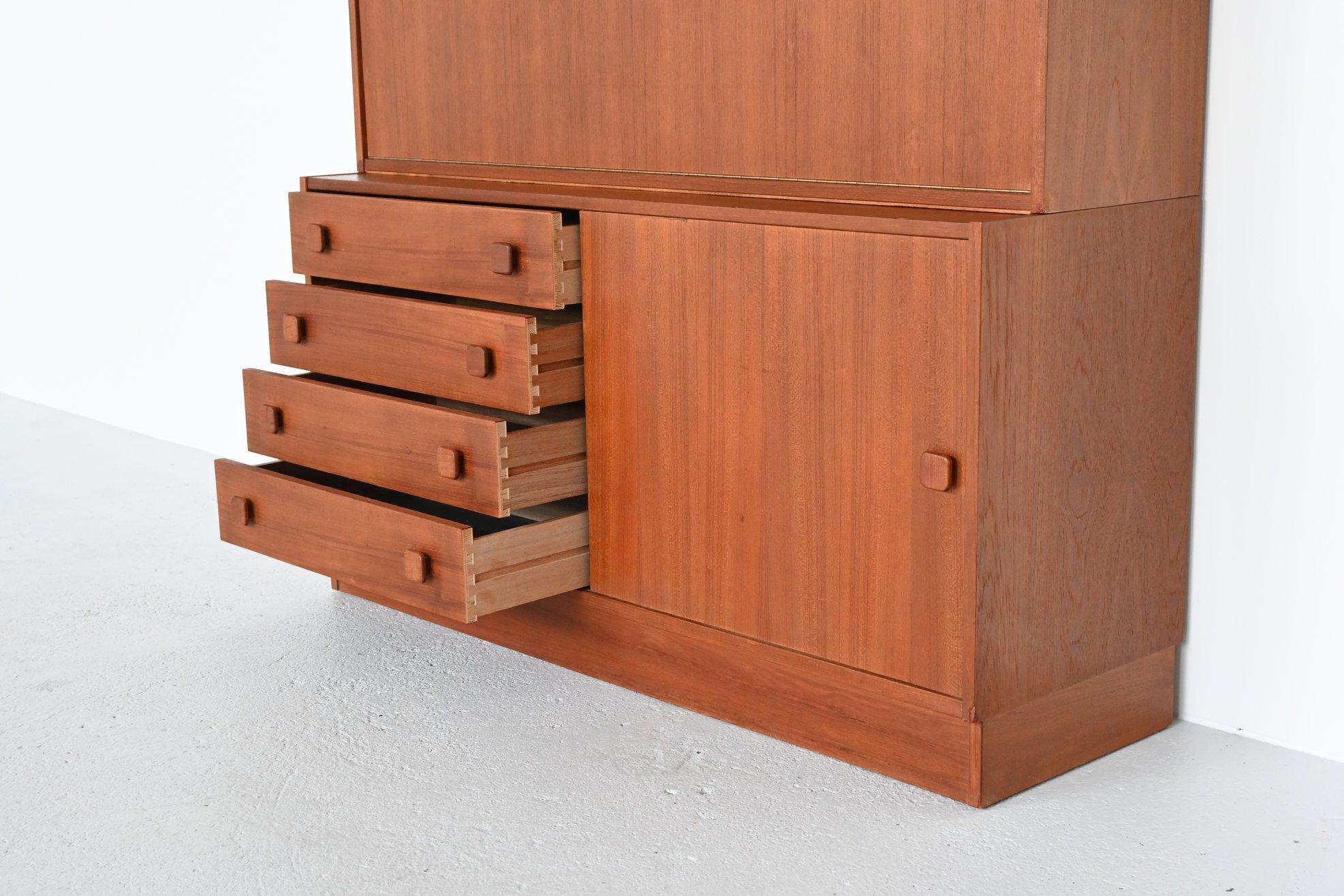 Danish Domino Møbler Teak Bookcase Wall Unit, Denmark, 1960