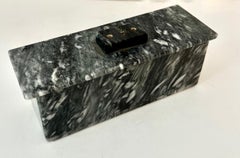 Domino Set of Carrara Marble in Lidded Marble Casket Case