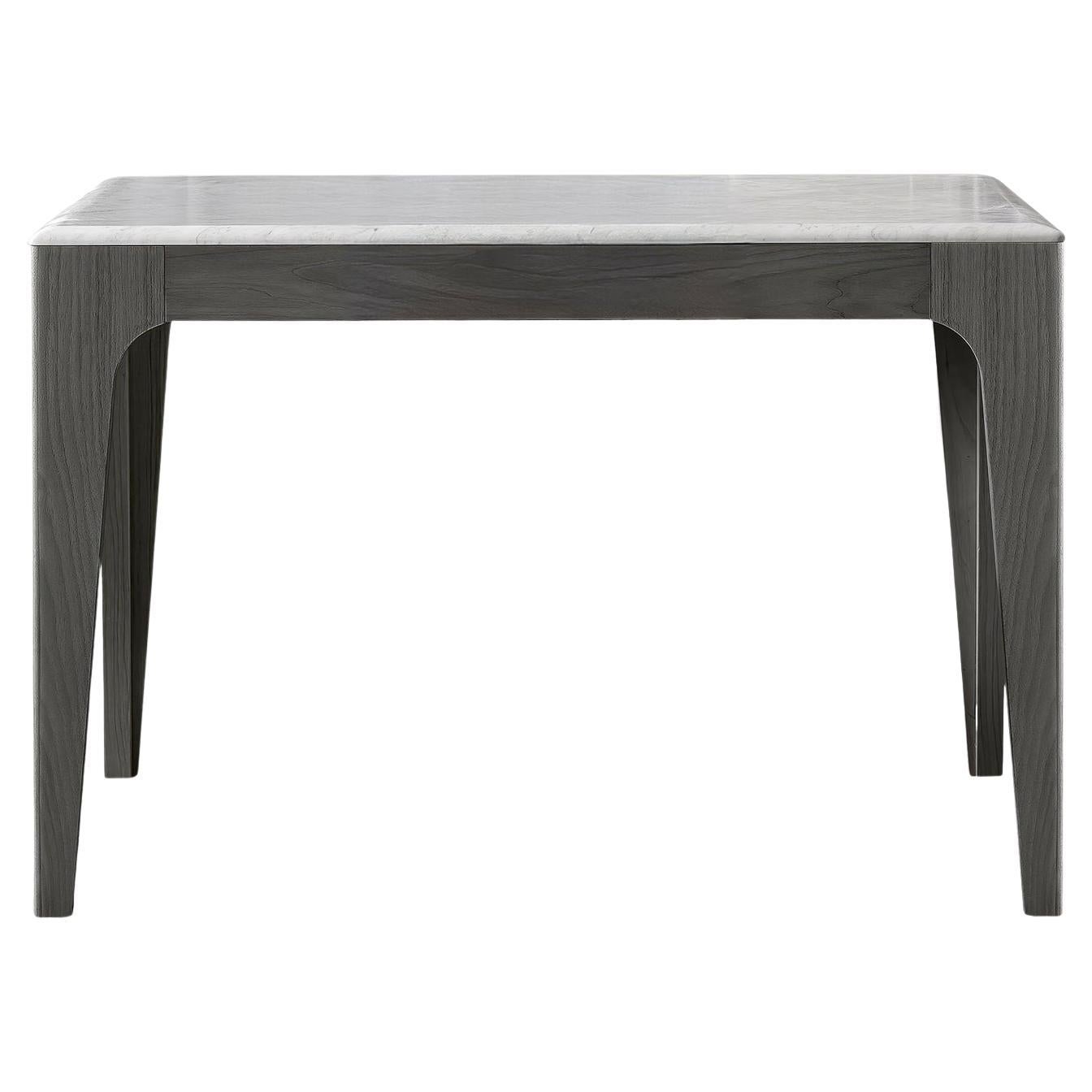 Domino Square Gray with Carrara Marble Top Dining Table For Sale