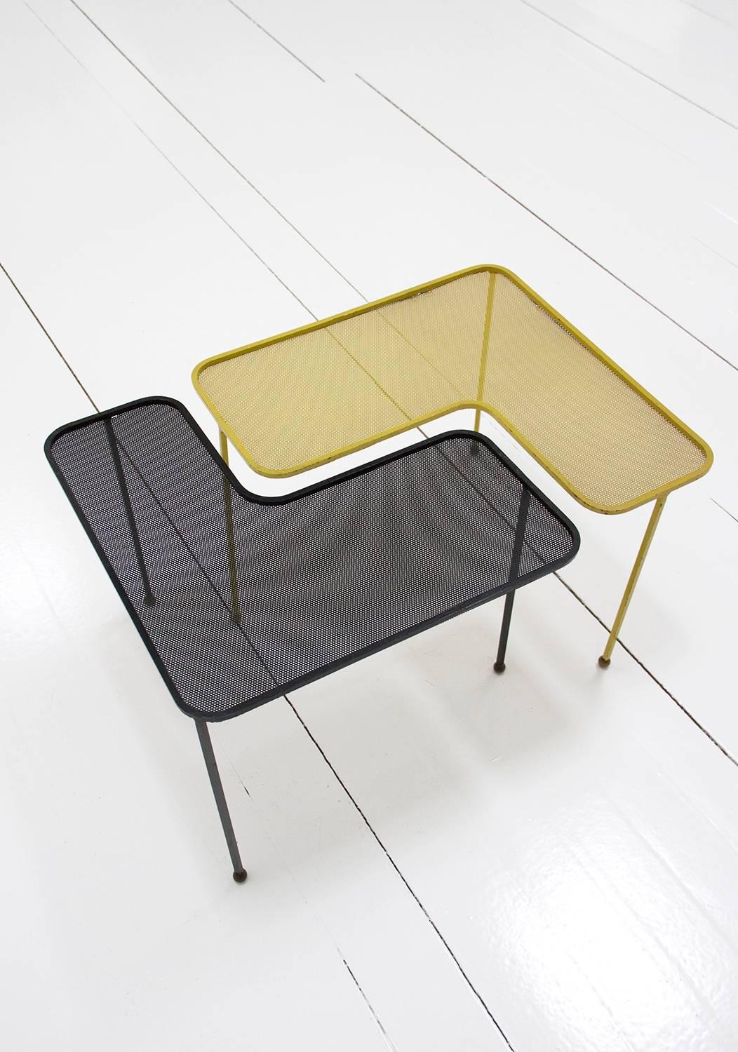 Mid-Century Modern Domino Table Designed by Mathieu Matégot Black and Yellow Metal, circa 1950 For Sale