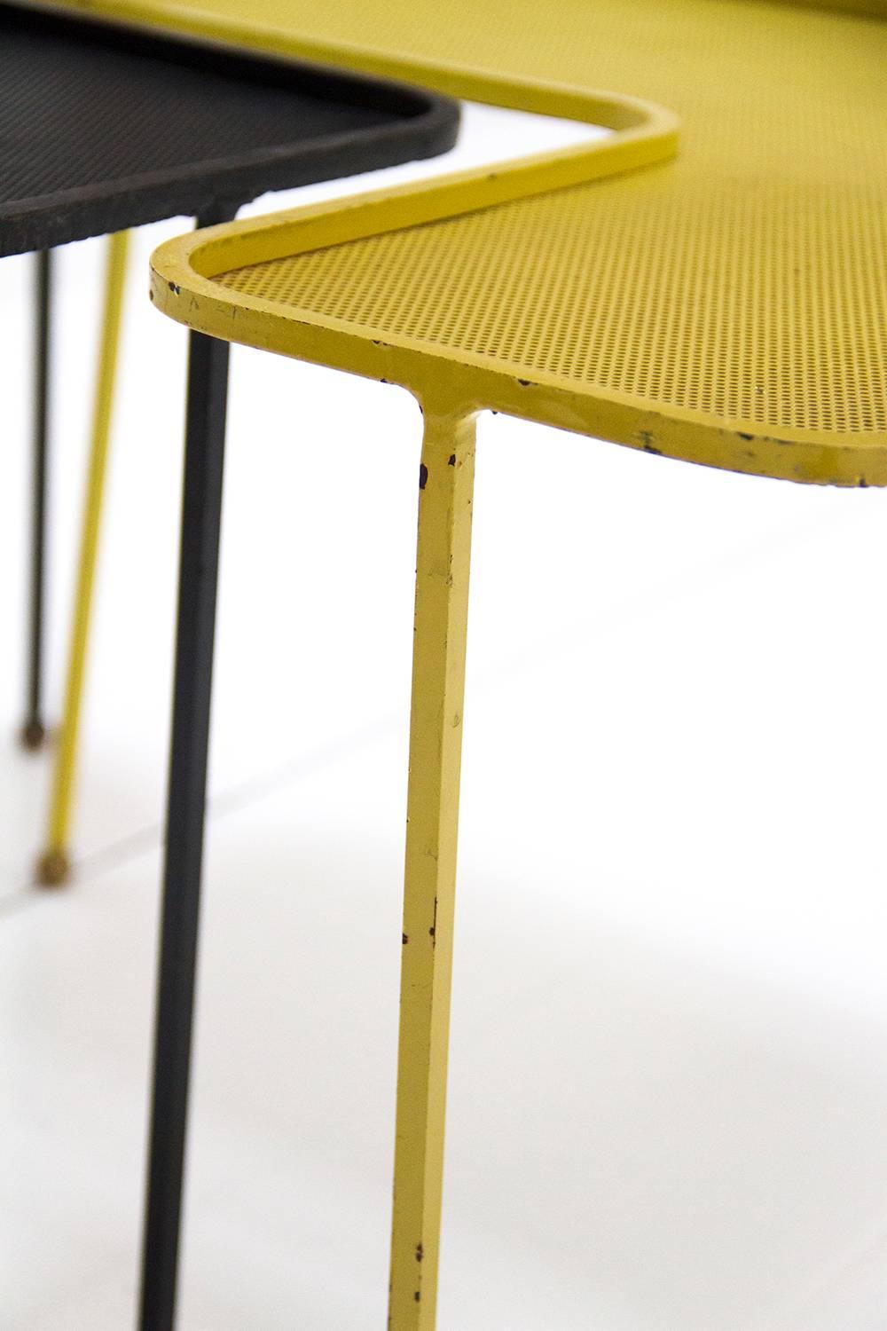 Domino Table Designed by Mathieu Matégot Black and Yellow Metal, circa 1950 In Good Condition For Sale In Barcelona, ES