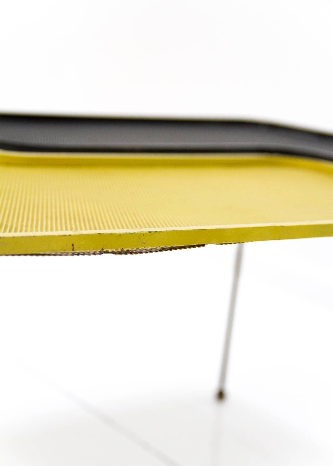 Mid-20th Century Domino Table Designed by Mathieu Matégot Black and Yellow Metal, circa 1950 For Sale