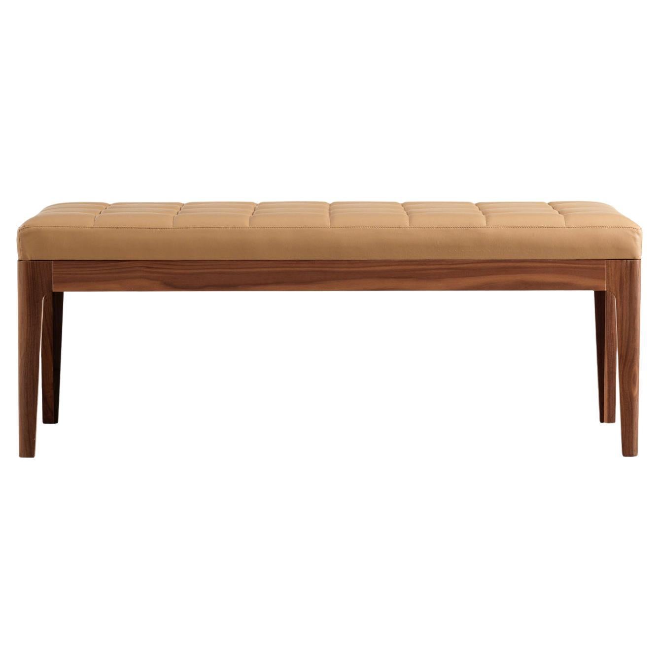 Domino Wood and Leather Bench MODO10 Collection For Sale