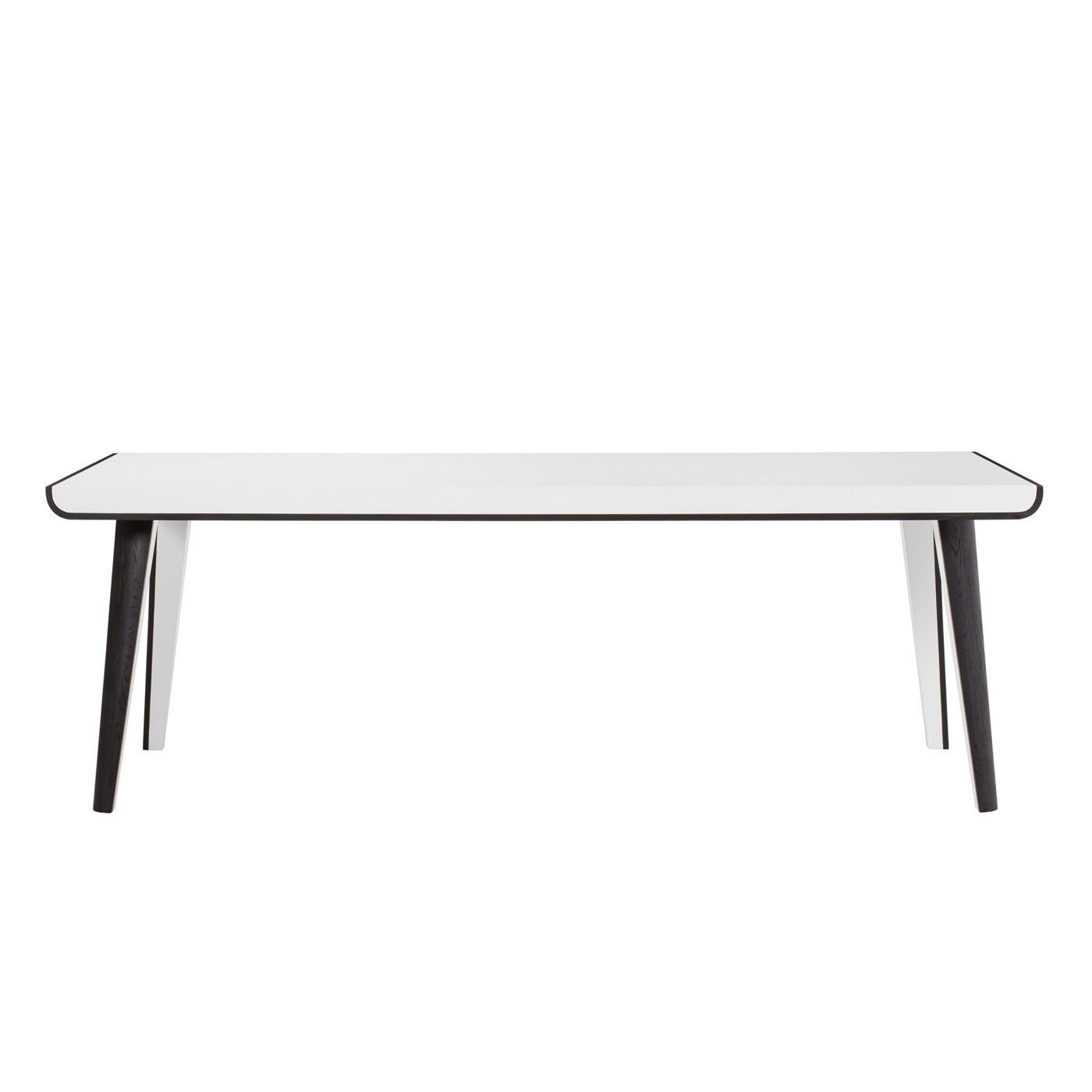 English Dominos Dining Table in White Matte Finish