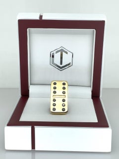 Dominostein en or 18 carats avec diamants dans un étui blanc