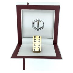 Dominostein aus 18 Karat Gold mit Diamanten im weißen Etui