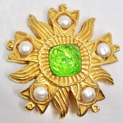 Dominque Aurientis Paris 1980 Spilla e orecchini a fiore in tonalità oro