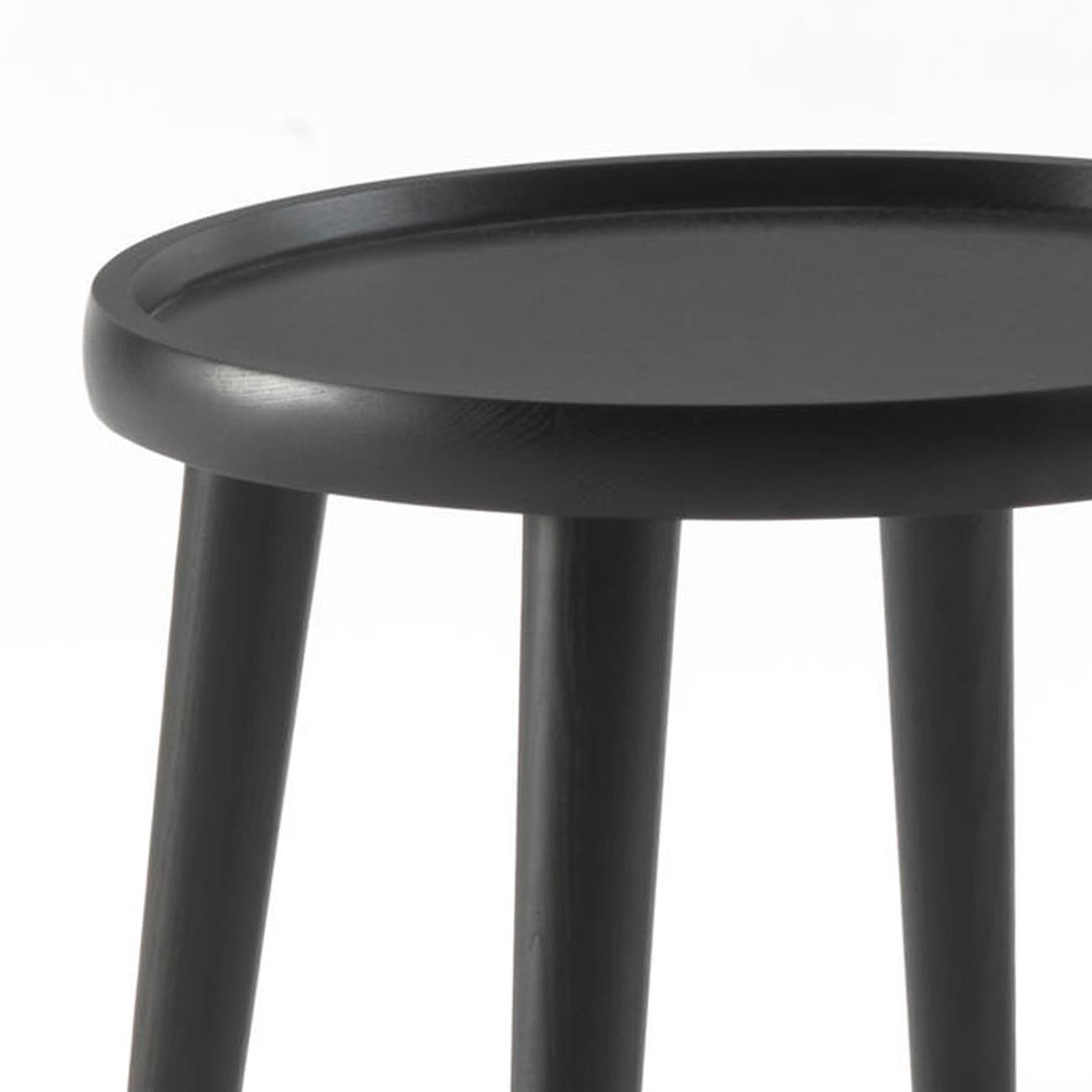 Blackened Domio Leather Side Table For Sale