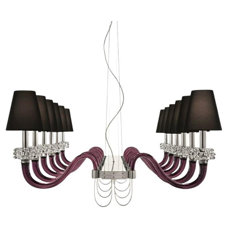 Domo Amsterdam 7115 Chandelier, 12 Bulbs, Violet Venetian Crystal