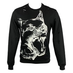 DOMREBEL Size S Black 
White Graphic Cotton Crew-Neck Sweatshirt