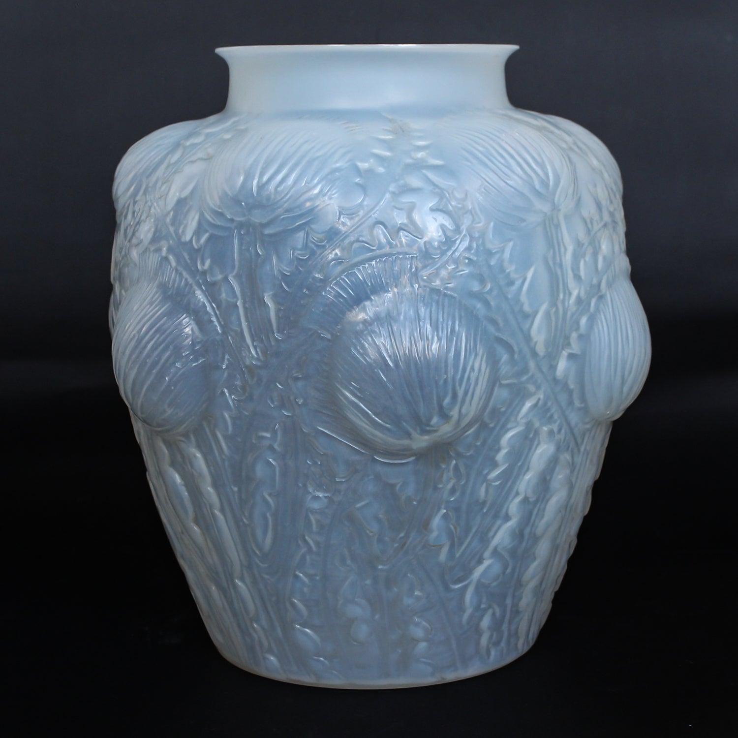 'Domremy' Art Deco Opalescent Rene Lalique Glass Vase  1