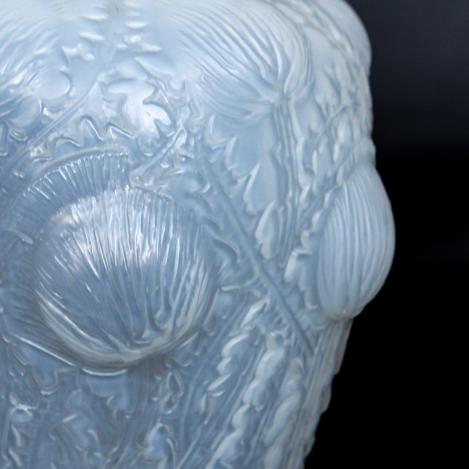 'Domremy' Art Deco Opalescent Rene Lalique Glass Vase  2