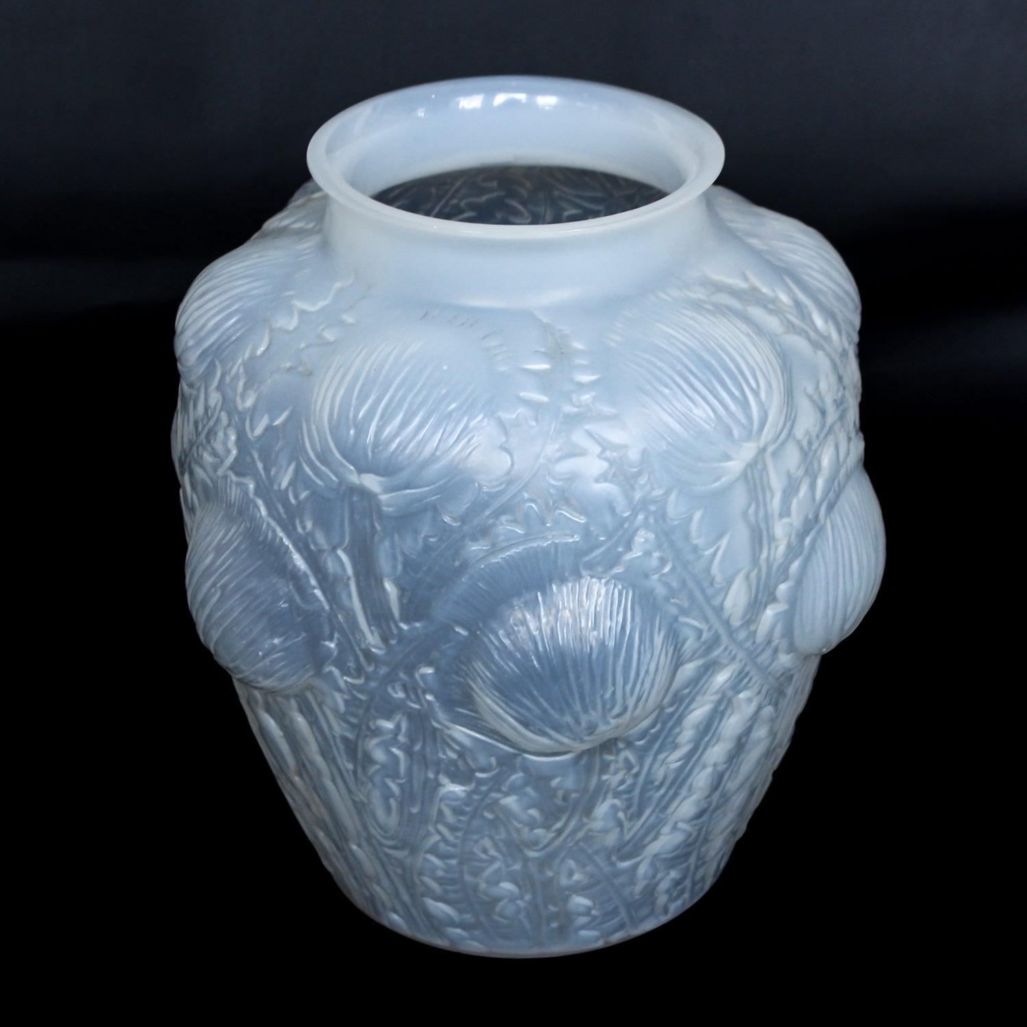 'Domremy' Art Deco Opalescent Rene Lalique Glass Vase  3
