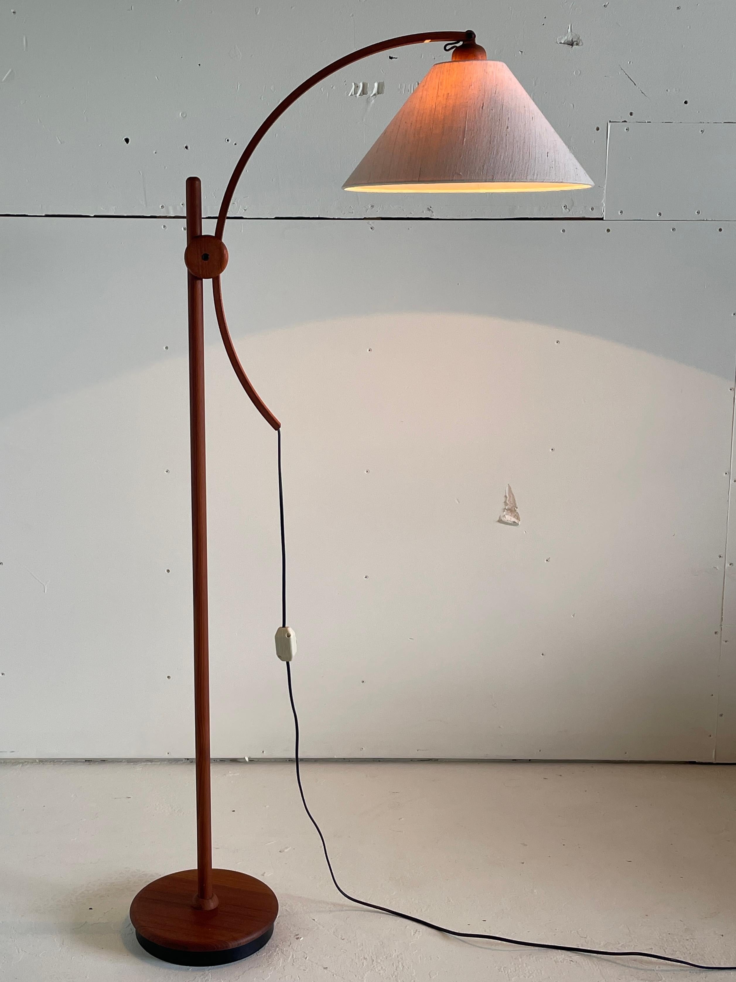 Mid-Century Modern Domus Arched Teak Floor Lamp Circa 1970