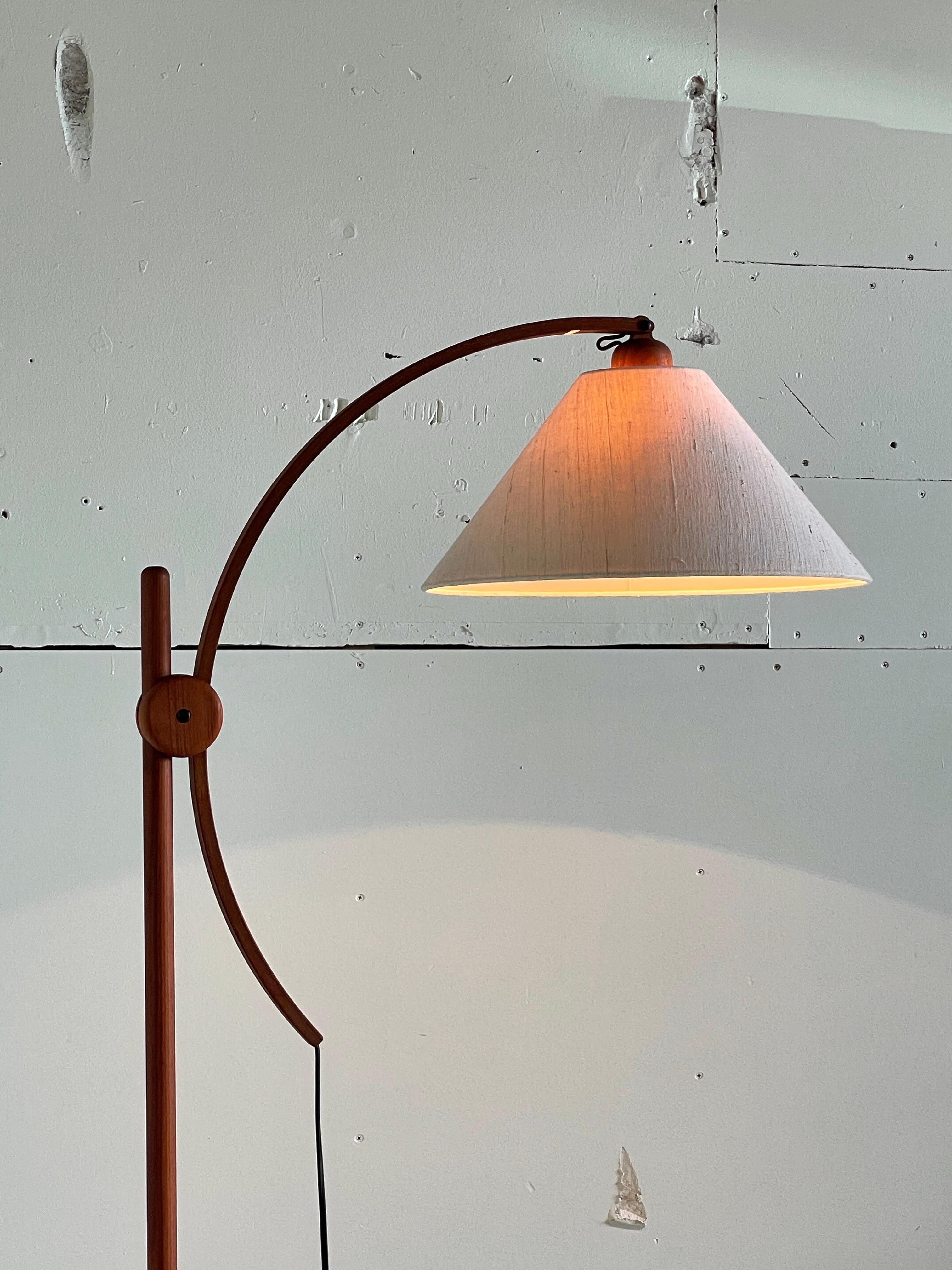 Late 20th Century Domus Arched Teak Floor Lamp Circa 1970