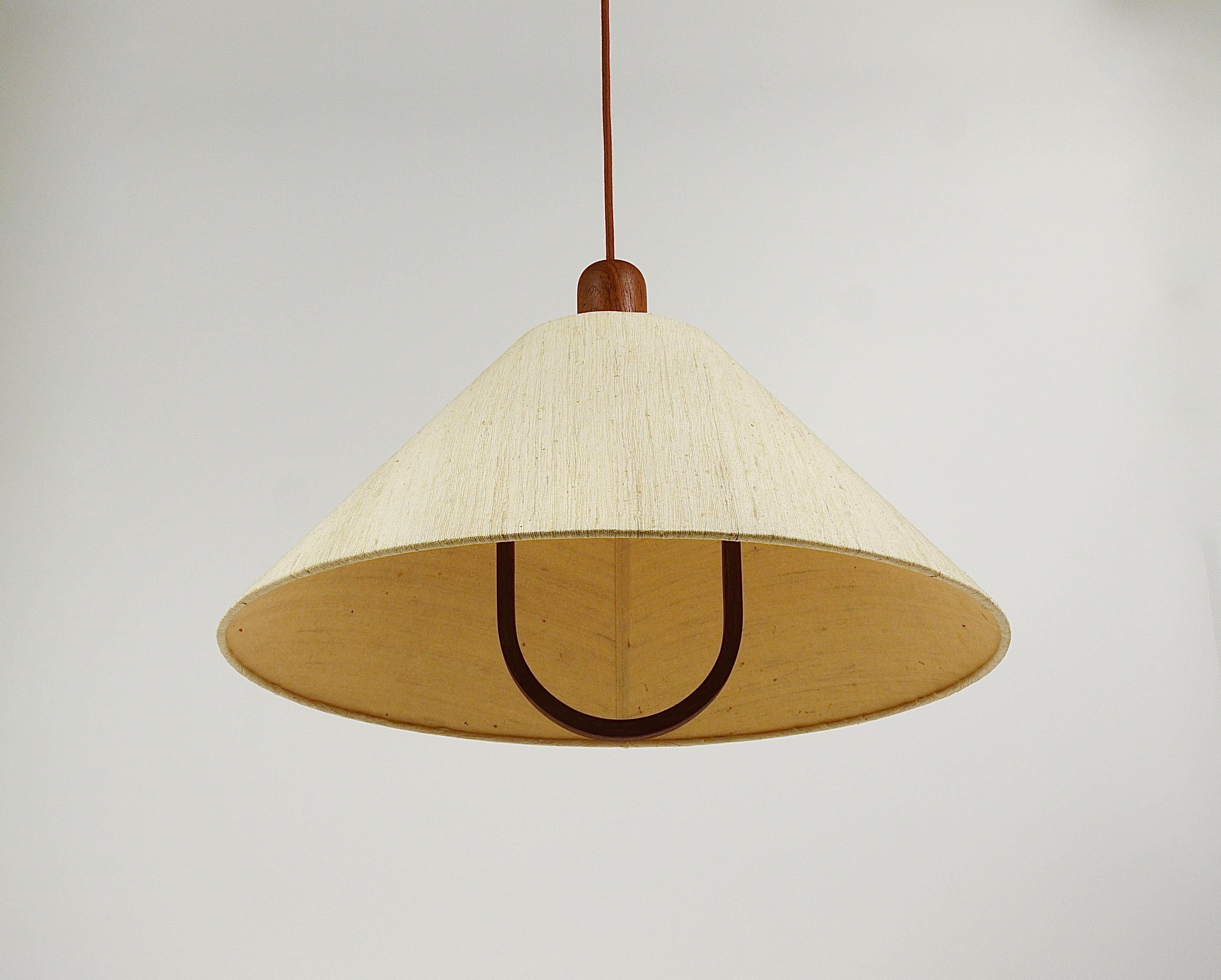 Domus Danish Modern Teak Pendant Lamp, Denmark, 1970s 5