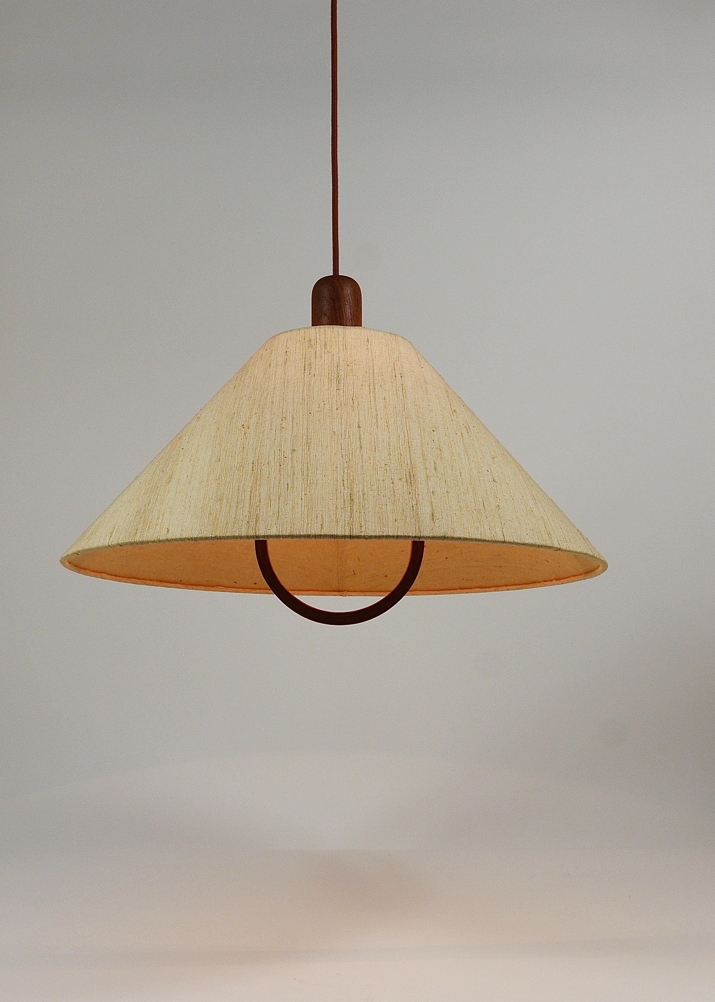 Domus Danish Modern Teak Pendant Lamp, Denmark, 1970s 6