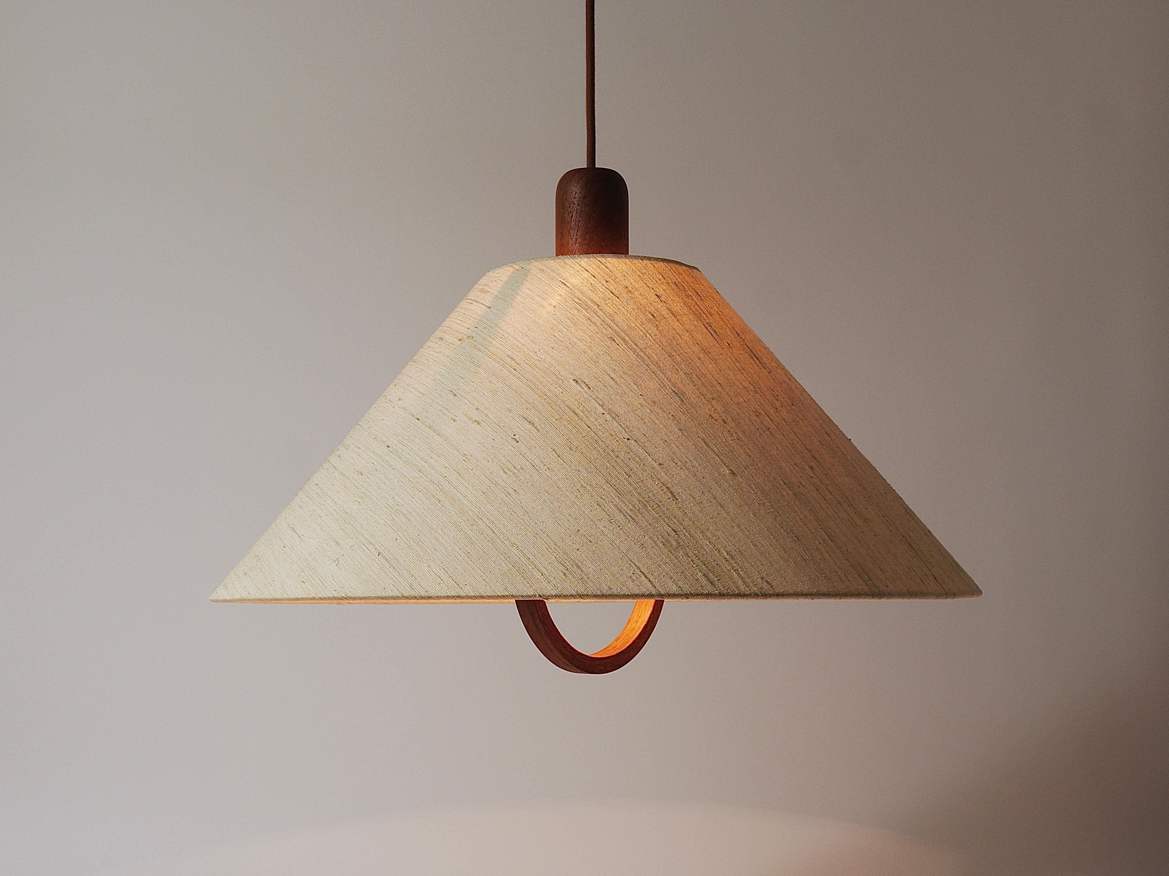 Domus Danish Modern Teak Pendant Lamp, Denmark, 1970s 8