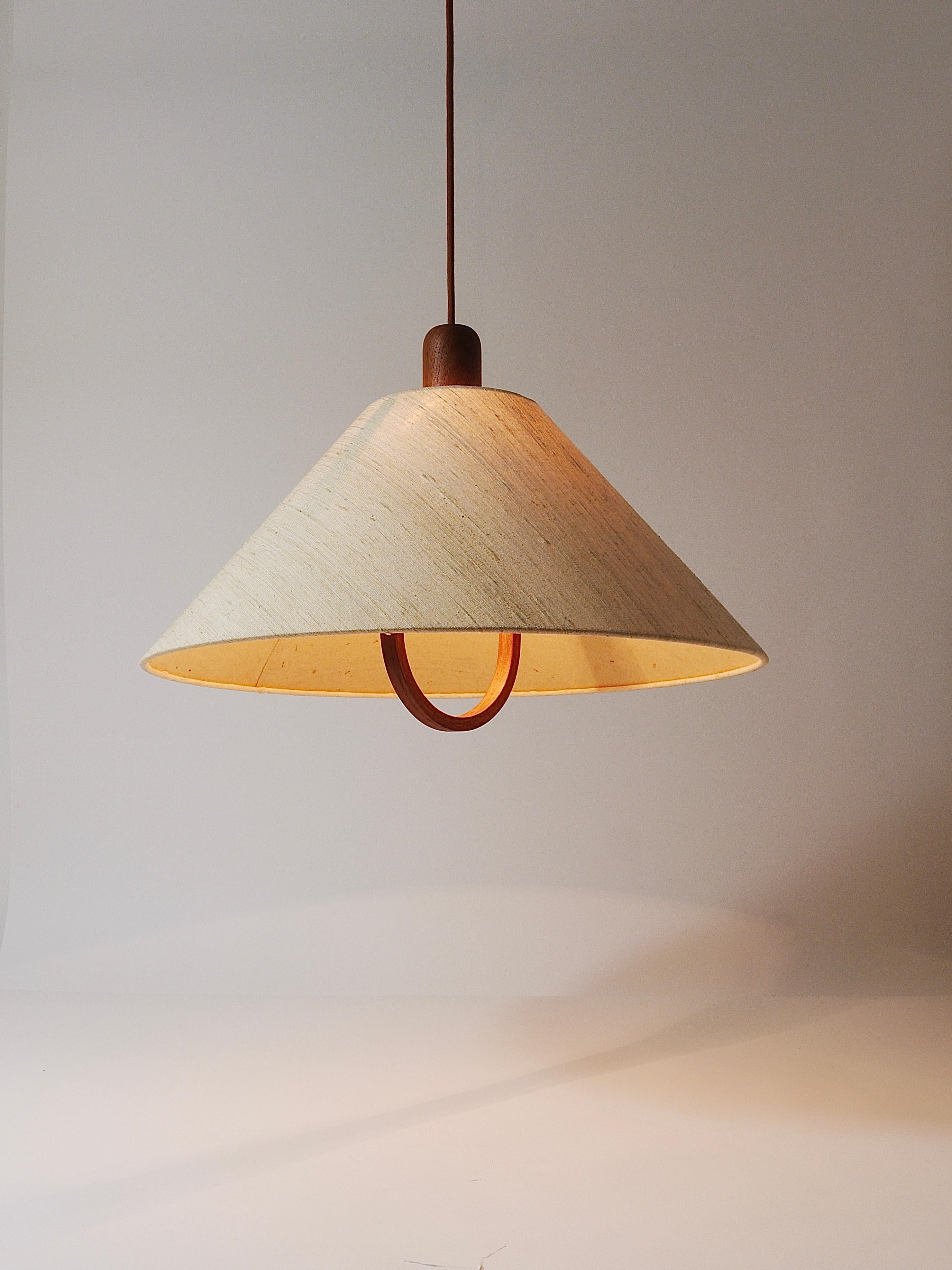 Domus Danish Modern Teak Pendant Lamp, Denmark, 1970s 9