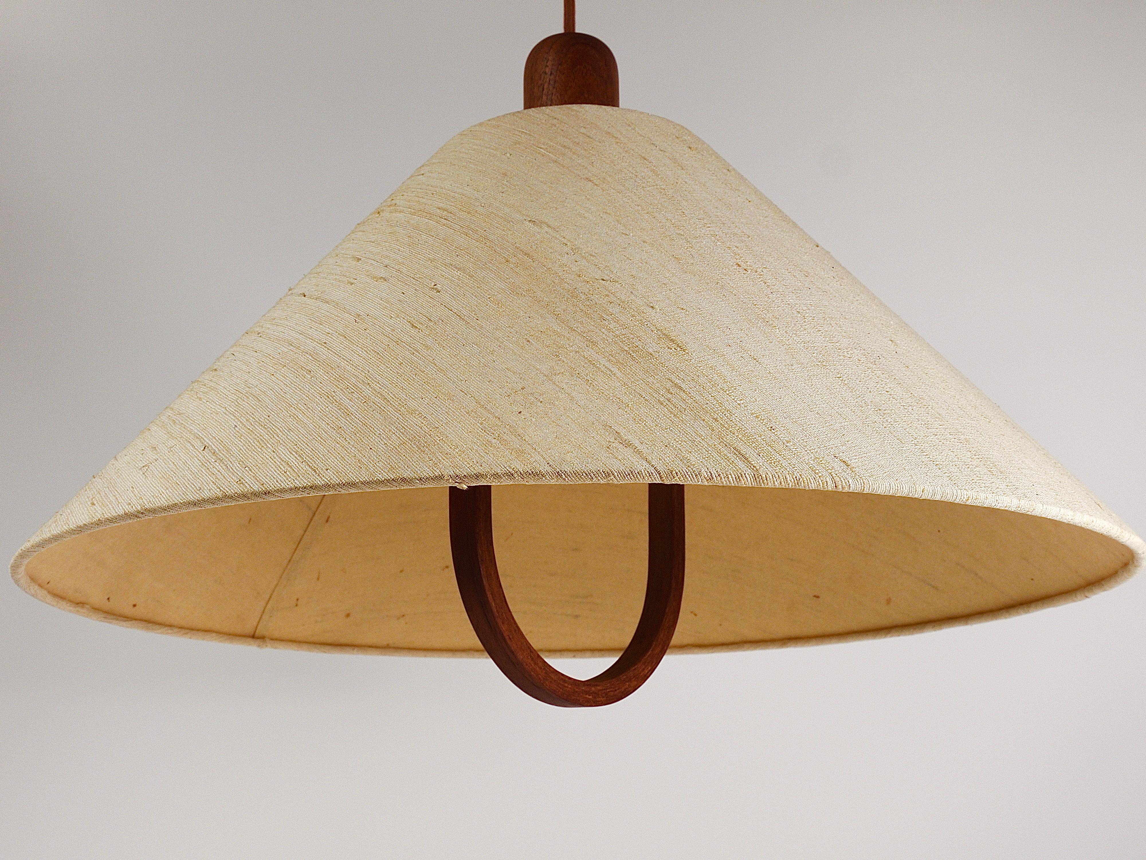 Domus Danish Modern Teak Pendant Lamp, Denmark, 1970s 11