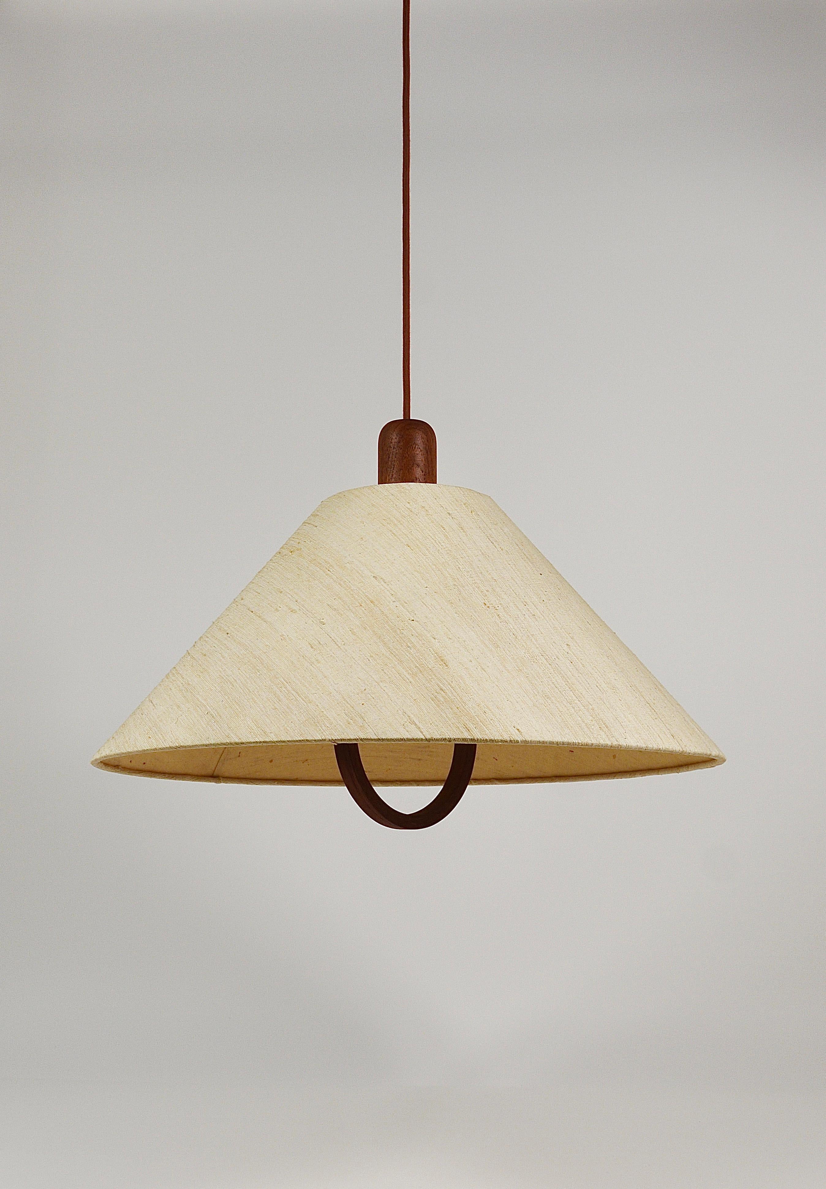 Domus Danish Modern Teak Pendant Lamp, Denmark, 1970s 12