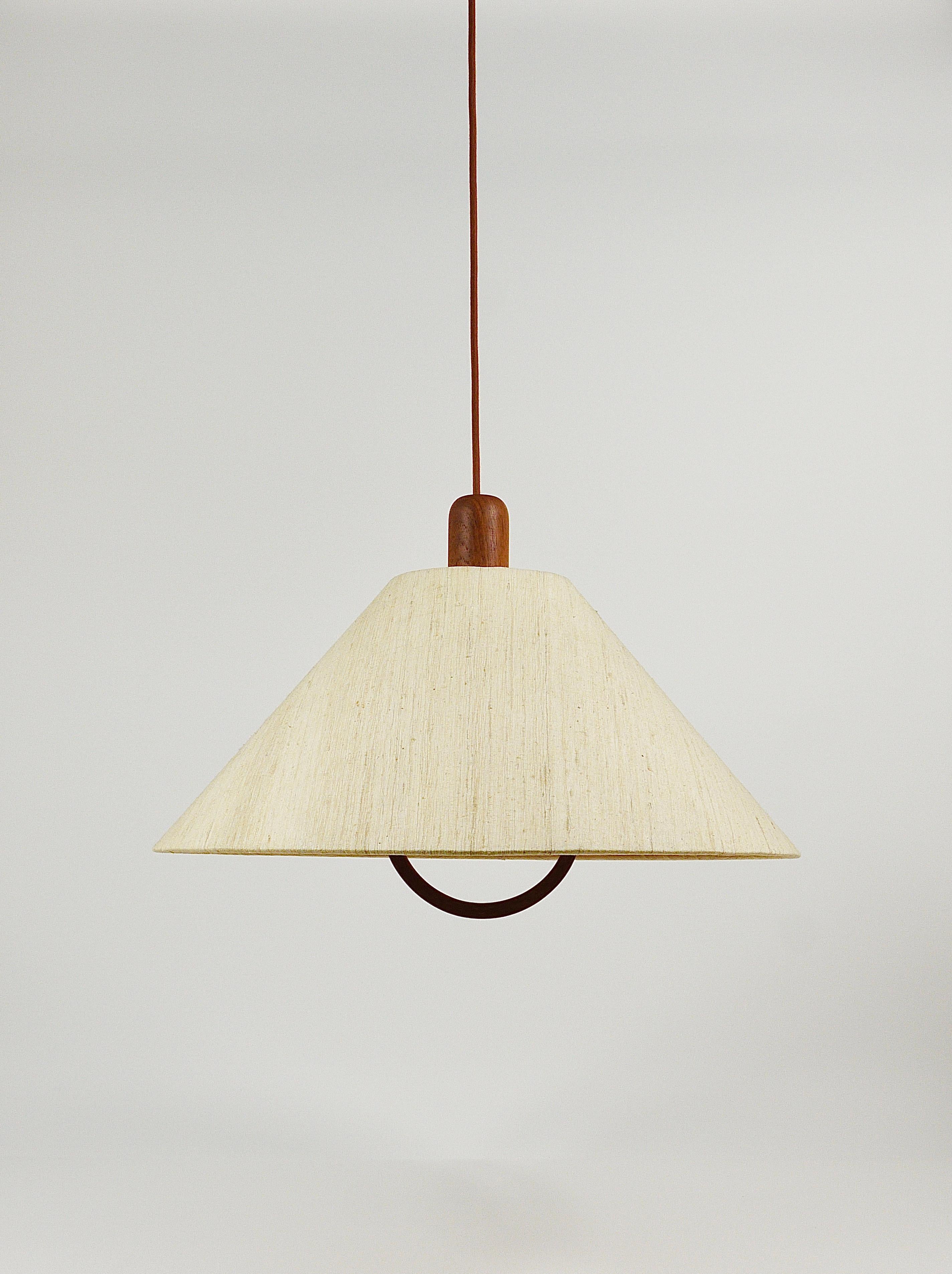 Domus Danish Modern Teak Pendant Lamp, Denmark, 1970s In Good Condition In Vienna, AT