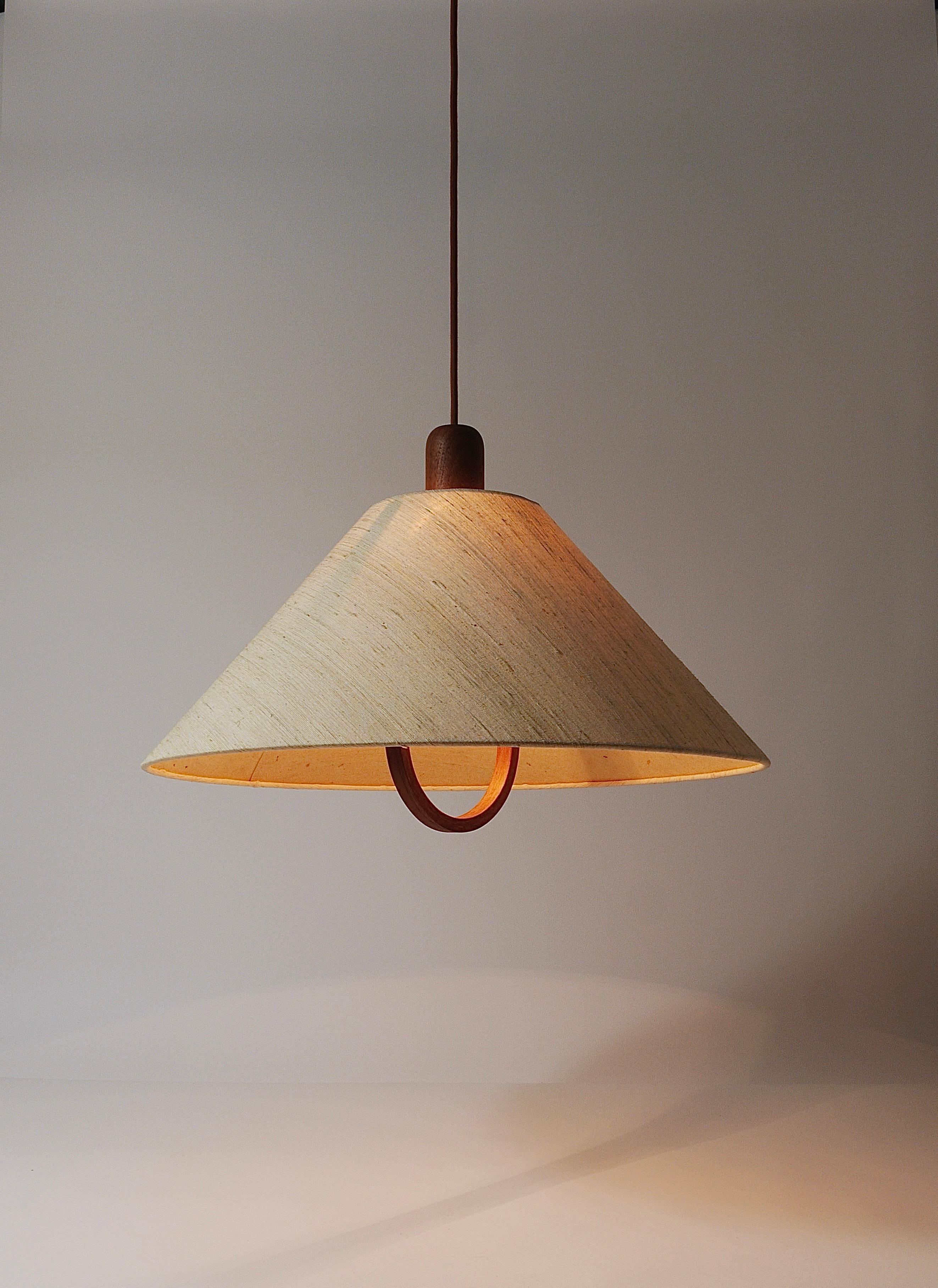 20th Century Domus Danish Modern Teak Pendant Lamp, Denmark, 1970s