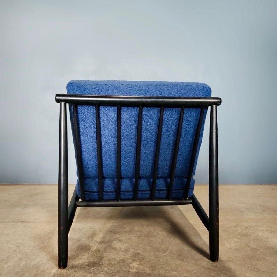 Swedish Domus Lounge Chair By Alf Svensson For Dux Sweden Blue Bouclé Mid Century For Sale