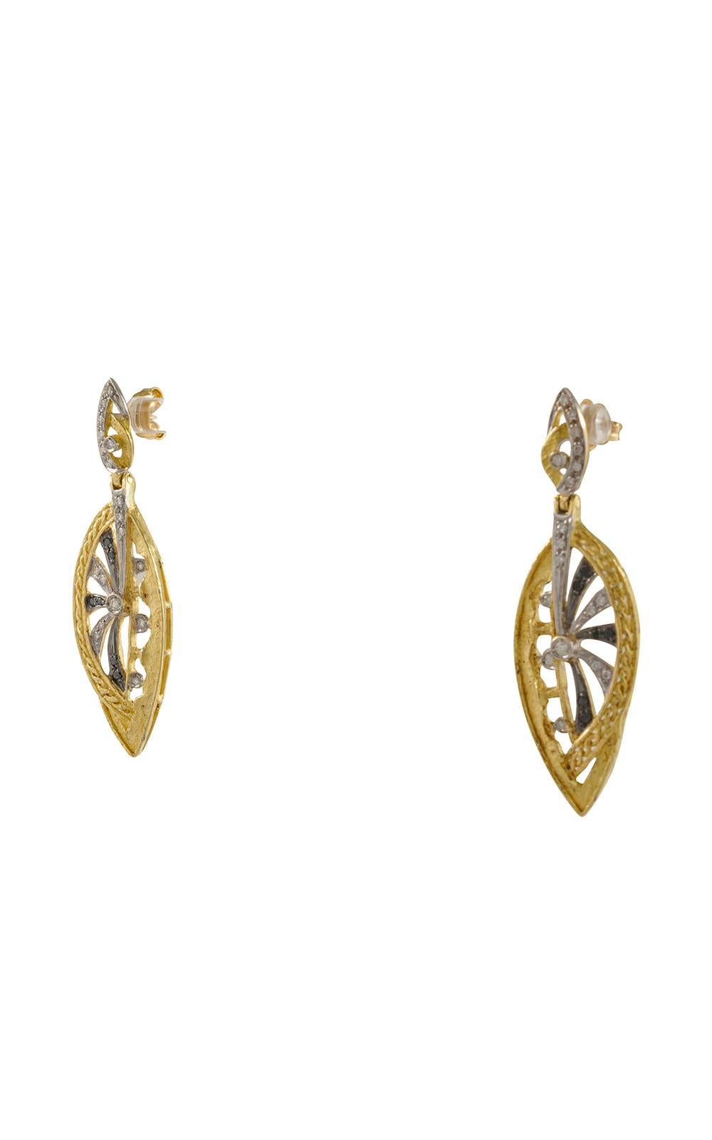Women's DOMUS Romana Sacchi Black&White Diamonds Gemstones 18 Karat Gold Earrings For Sale