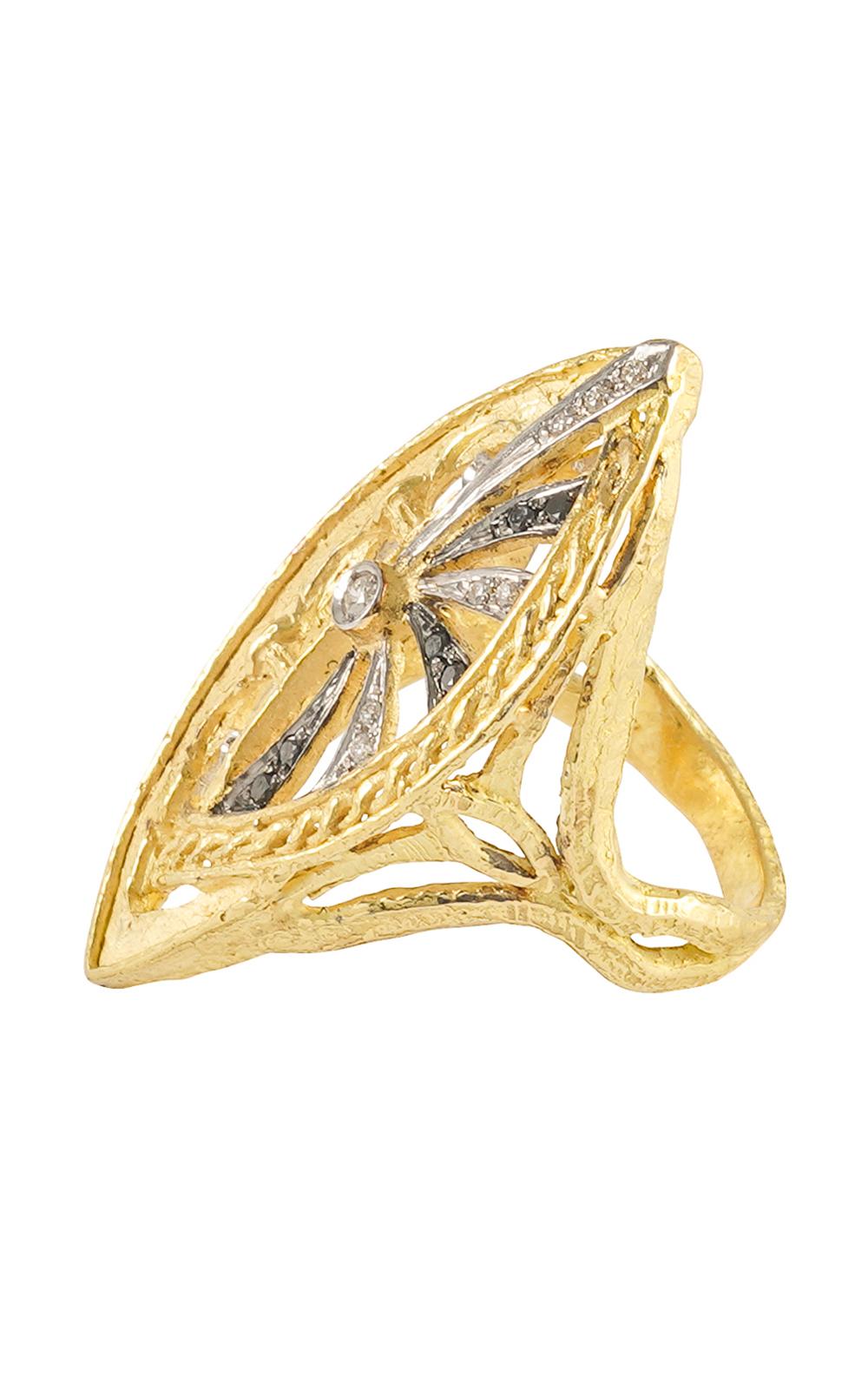 Round Cut Domus Romana Sacchi Black&White Diamonds Gemstones 18 Karat Yellow Gold Ring For Sale