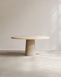 Domus Round Dining Table II in Hand-Sculpted French Oak by Paloma Editions