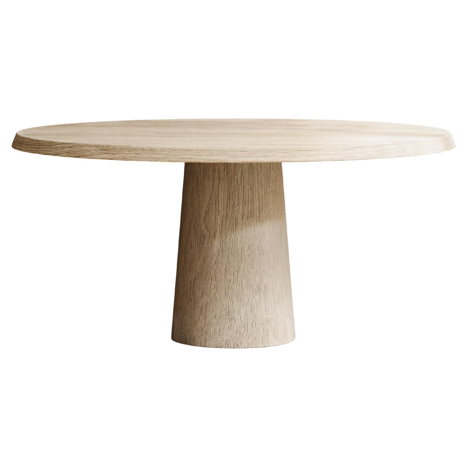 Domus Round Dining Table II in Hand-Sculpted French Oak by Paloma Editions