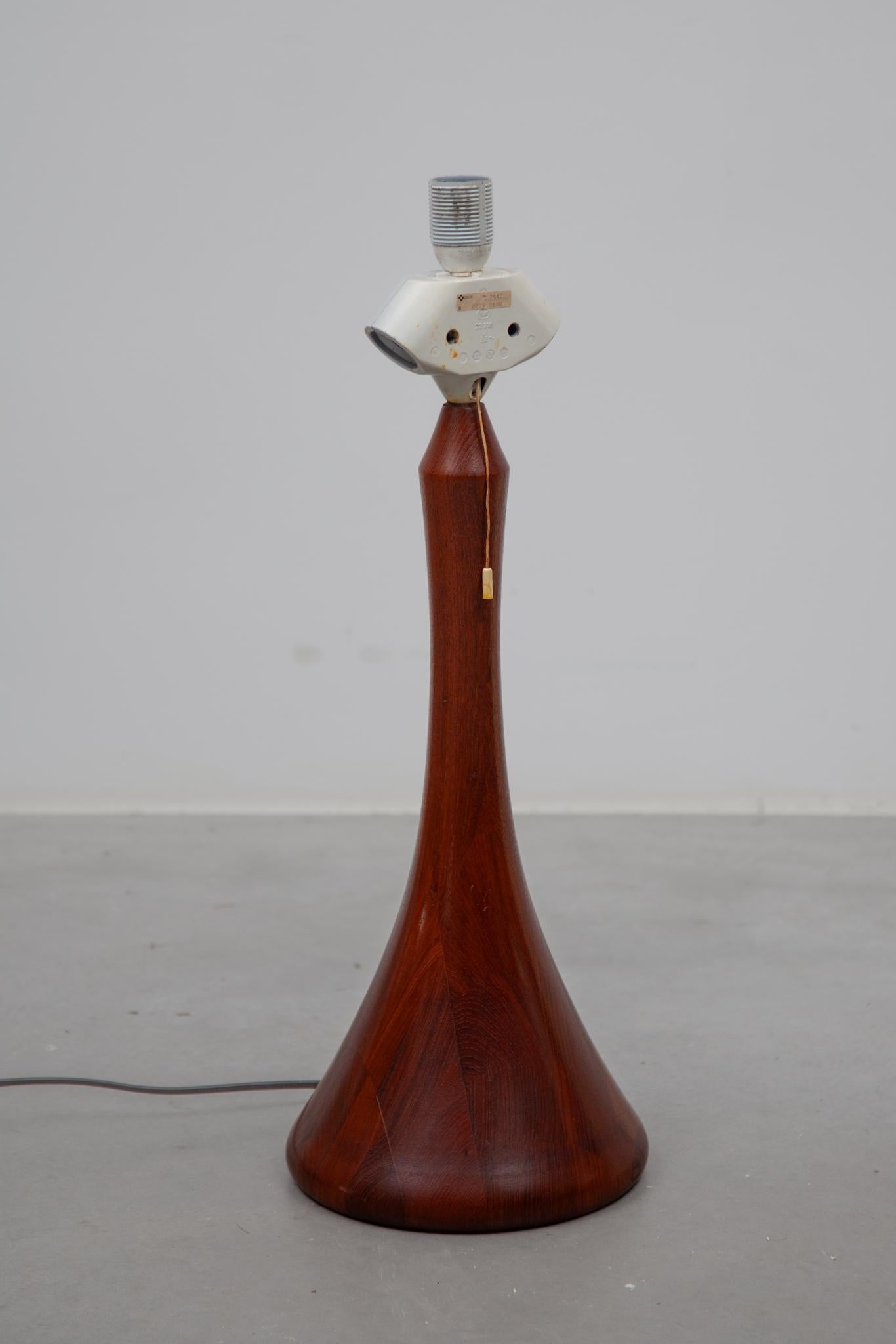 Linen Domus Set of Two Large Table Lamps in Solid Teak, 1960s