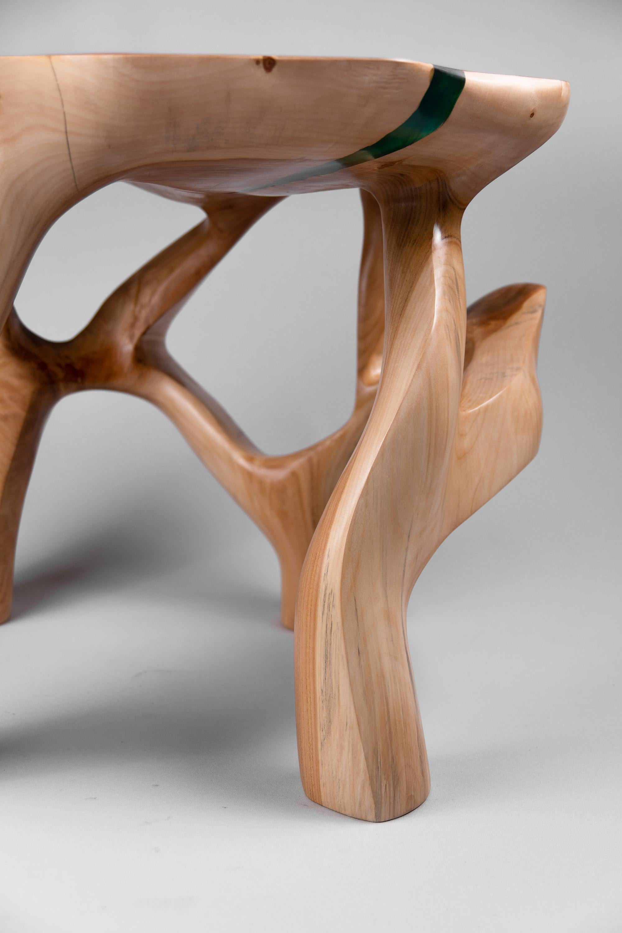 Domus, Solid Wood Sculptural Side, Table Original Contemporary Design, Lognitur For Sale 5