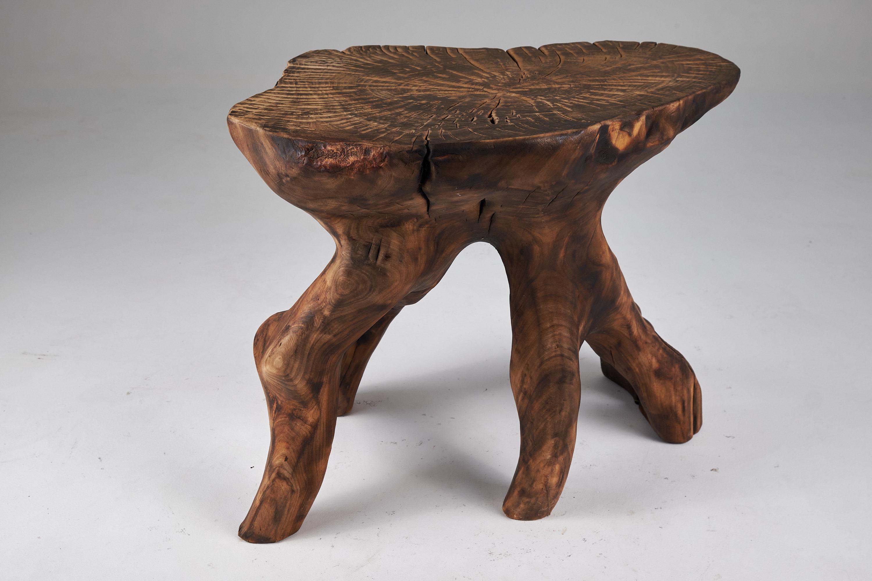 Domus, Solid Wood Sculptural Side, Table Original Contemporary Design, Logniture For Sale 4