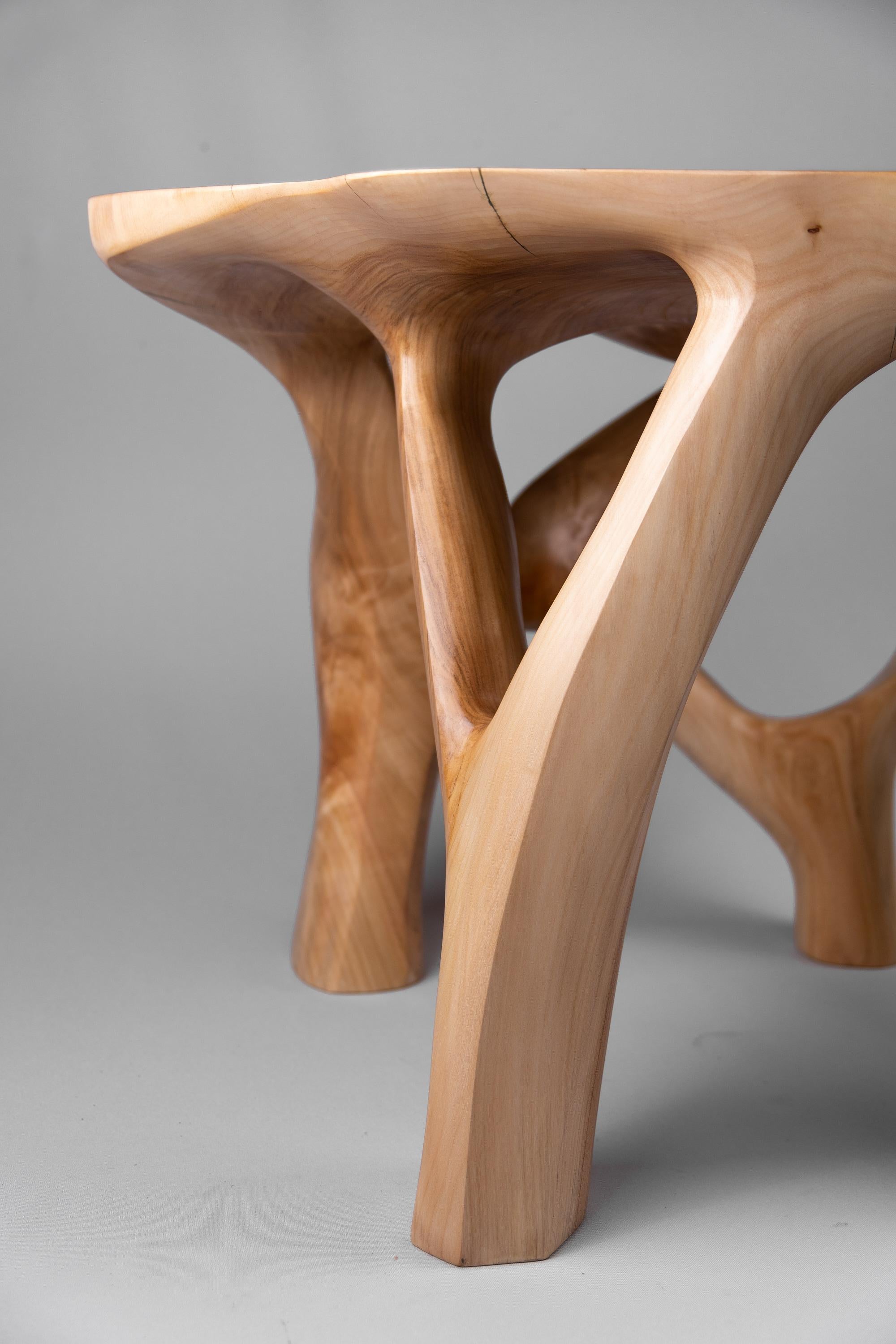 Domus, Solid Wood Sculptural Side, Table Original Contemporary Design, Lognitur For Sale 6