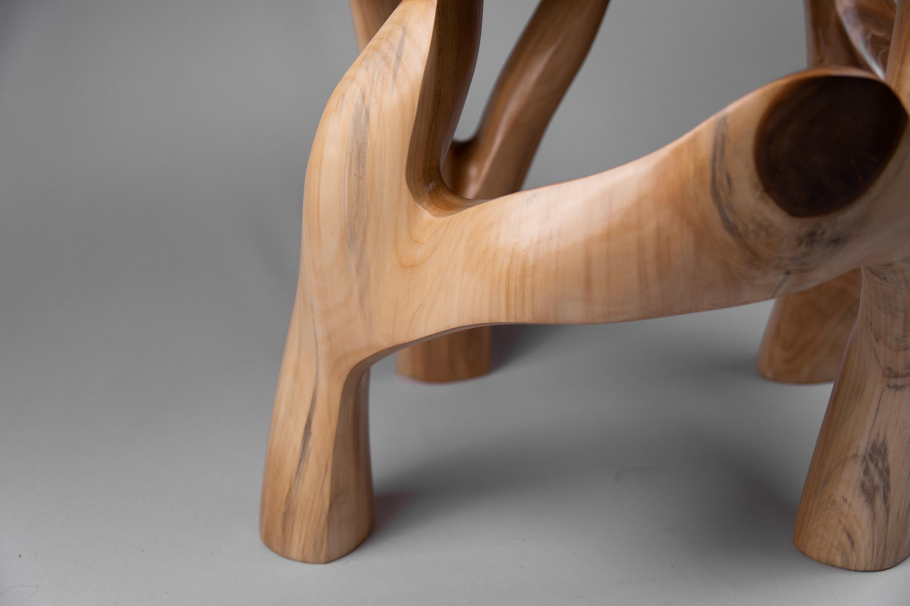 Domus, Solid Wood Sculptural Side, Table Original Contemporary Design, Lognitur For Sale 7