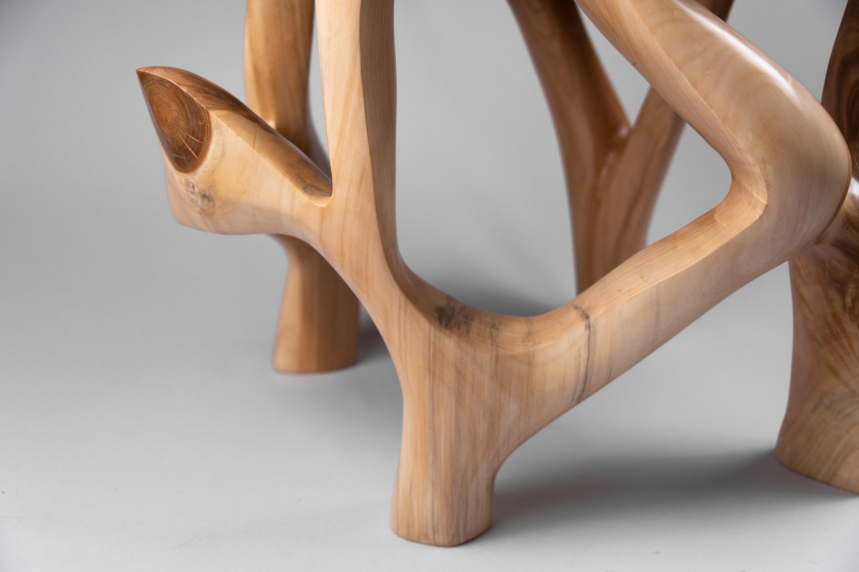 Domus, Solid Wood Sculptural Side, Table Original Contemporary Design, Lognitur For Sale 8
