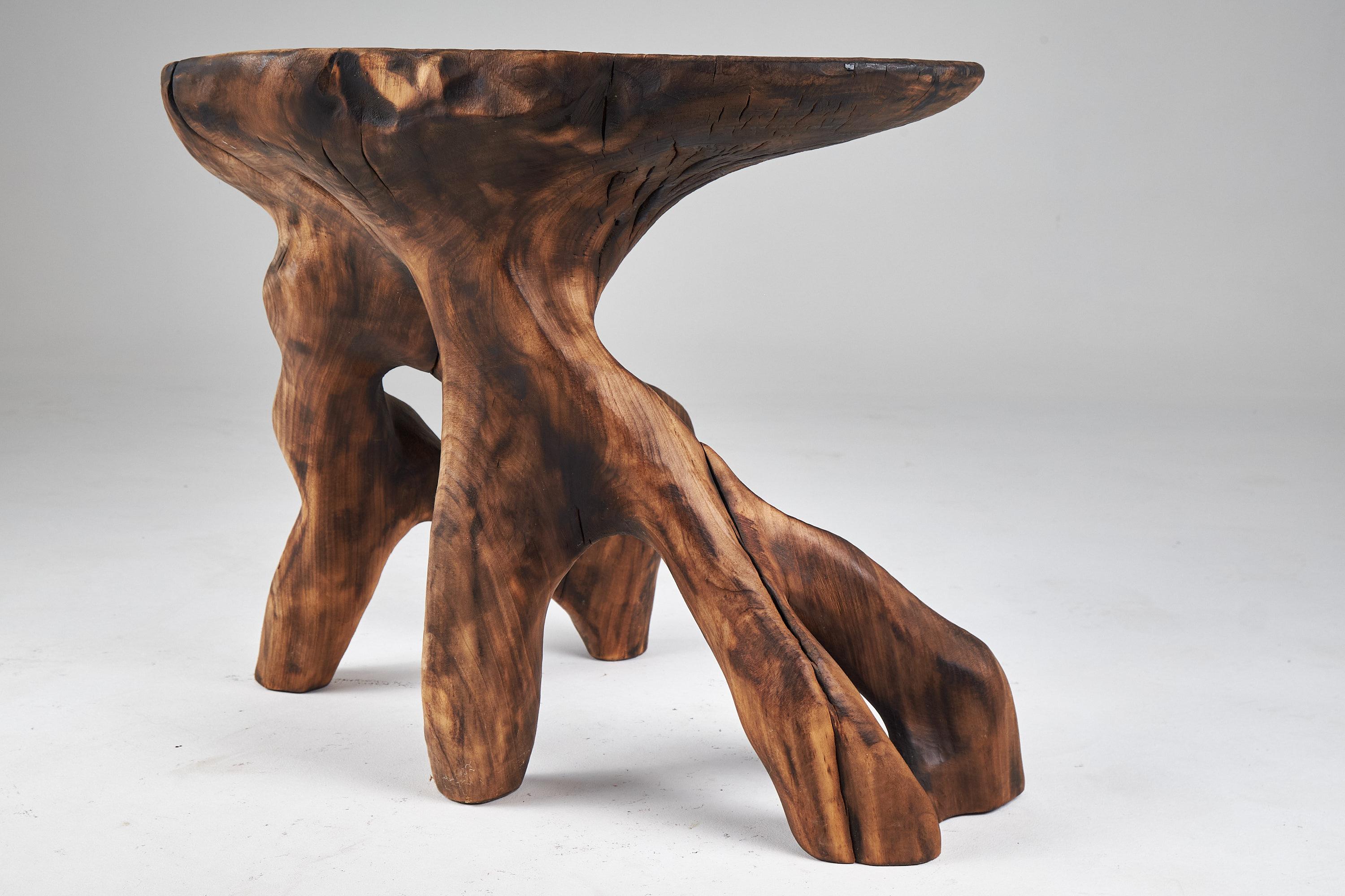 Domus, Solid Wood Sculptural Side, Table Original Contemporary Design, Logniture For Sale 7