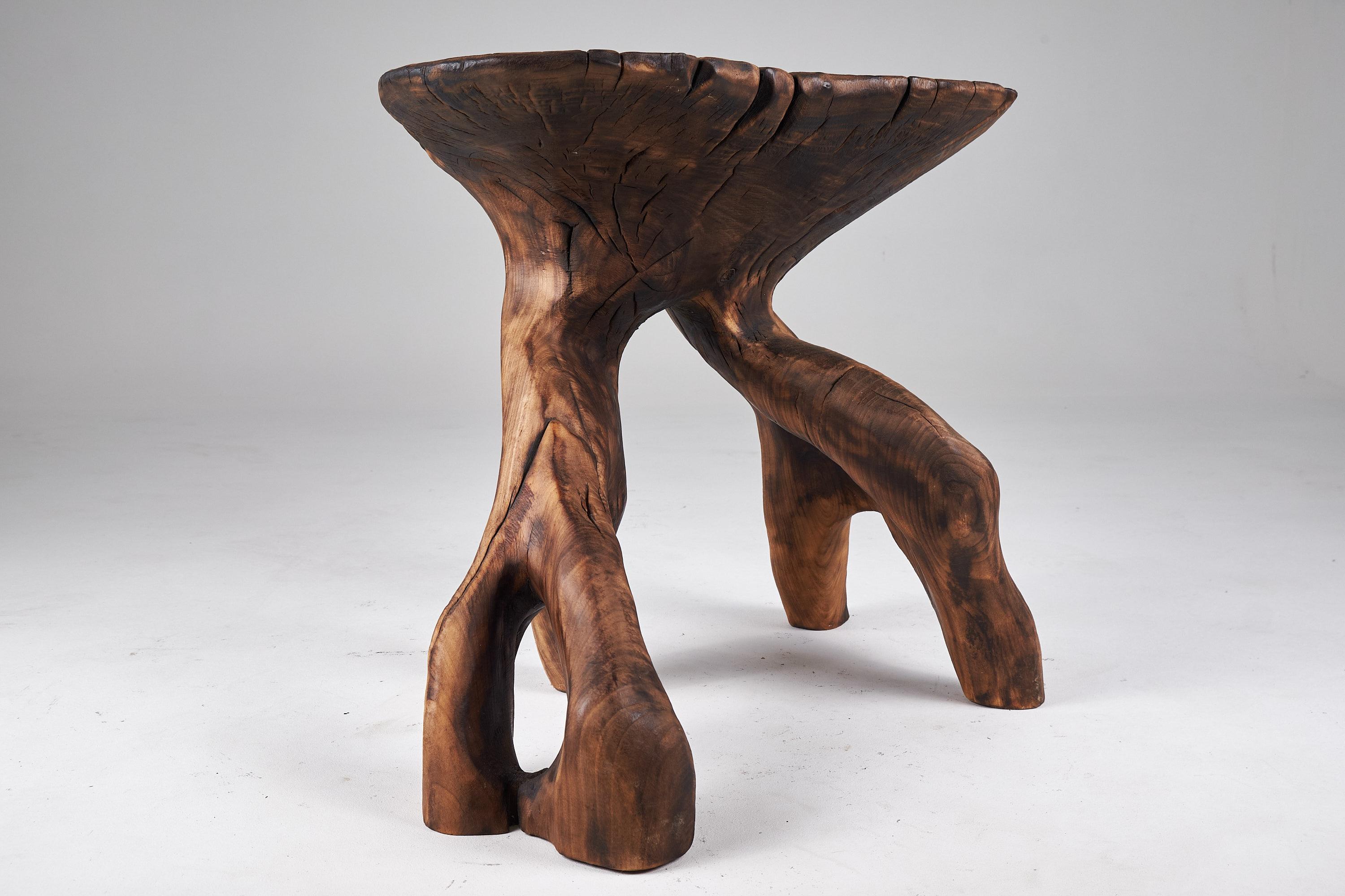 Domus, Solid Wood Sculptural Side, Table Original Contemporary Design, Logniture For Sale 9