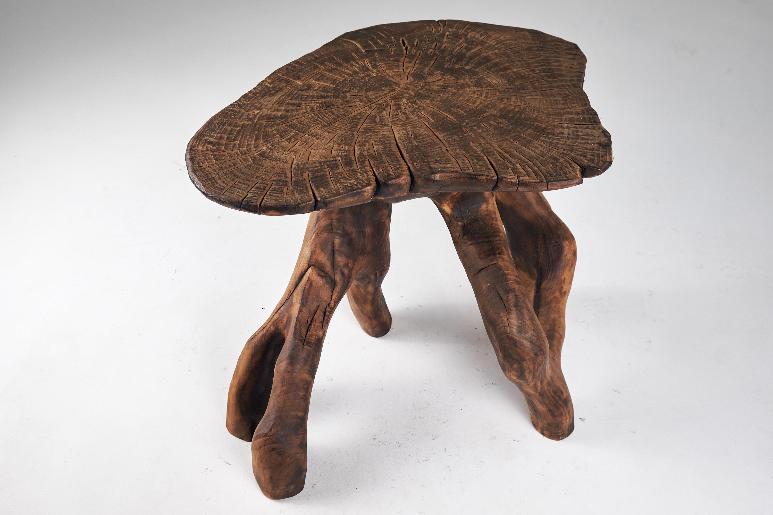 Domus, Solid Wood Sculptural Side, Table Original Contemporary Design, Logniture For Sale 10