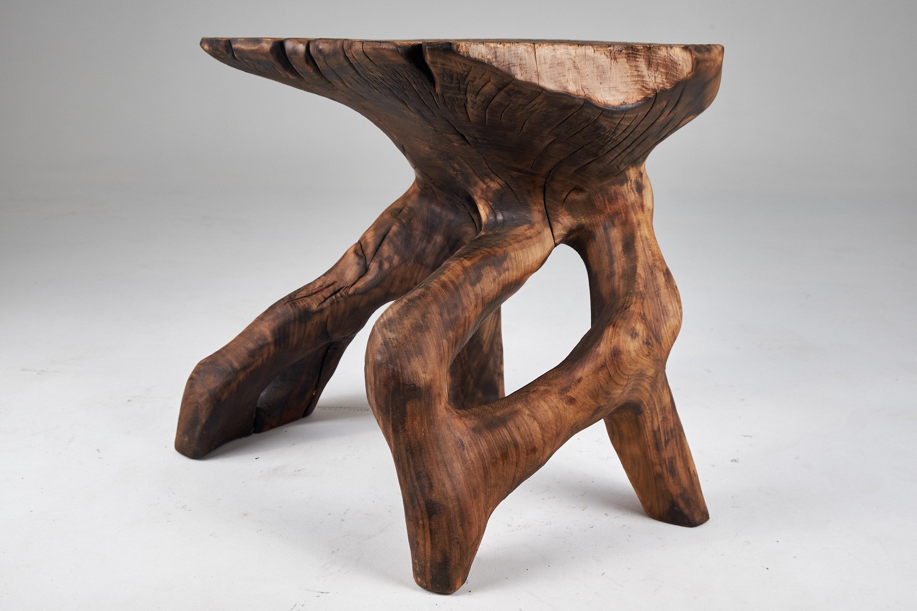 Croatian Domus, Solid Wood Sculptural Side, Table Original Contemporary Design, Logniture For Sale