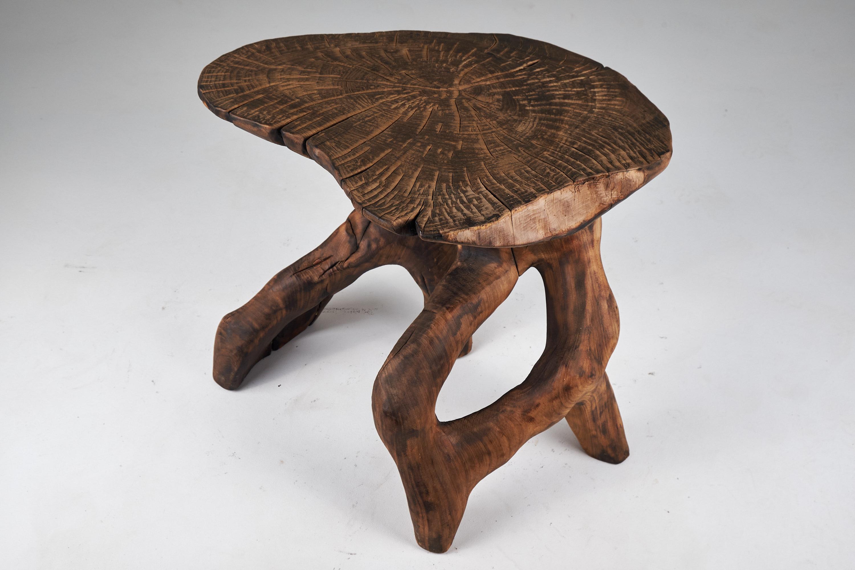 Domus, Solid Wood Sculptural Side, Table Original Contemporary Design, Logniture For Sale 1