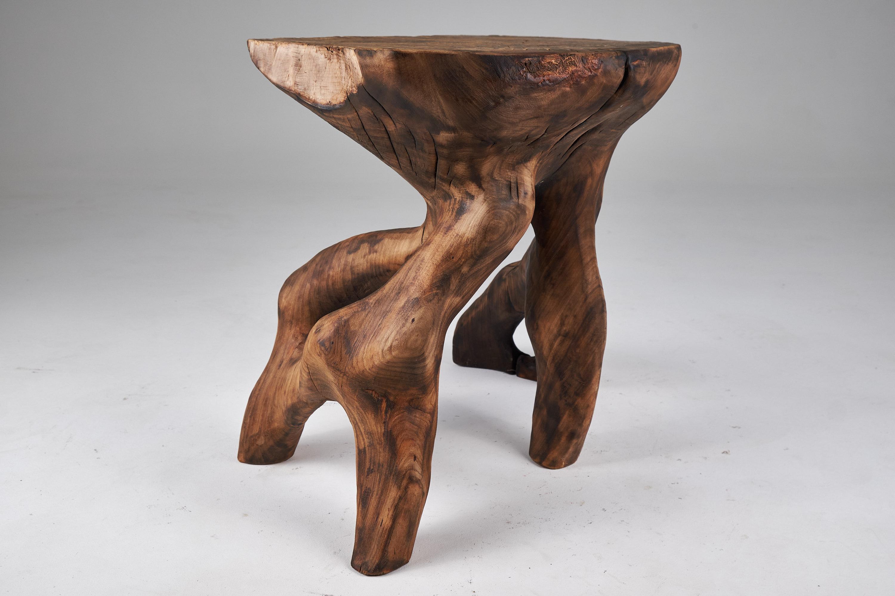 Domus, Solid Wood Sculptural Side, Table Original Contemporary Design, Logniture For Sale 2